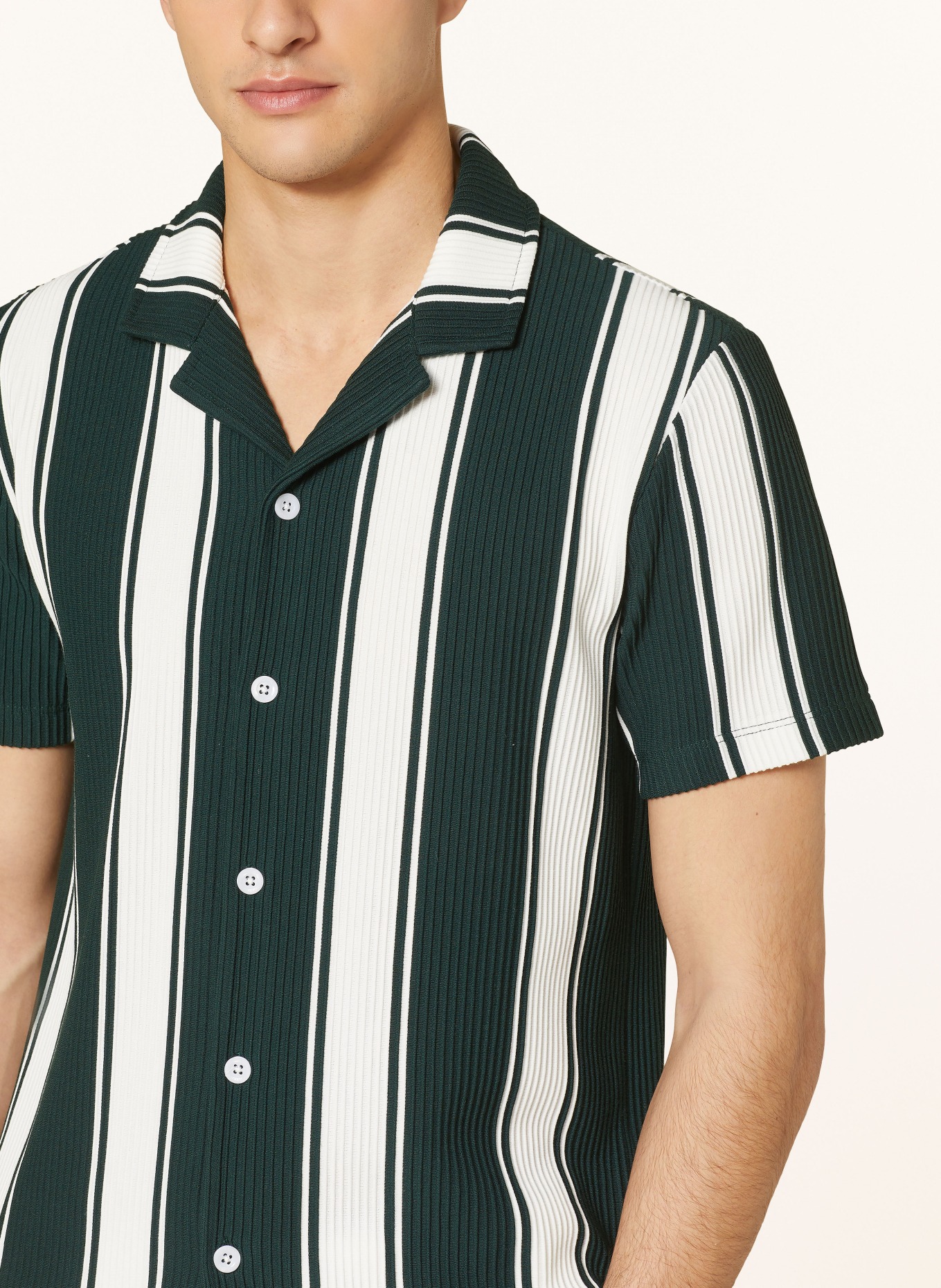 REISS Resort shirt ALTON regular fit, Color: DARK GREEN/ WHITE (Image 4)