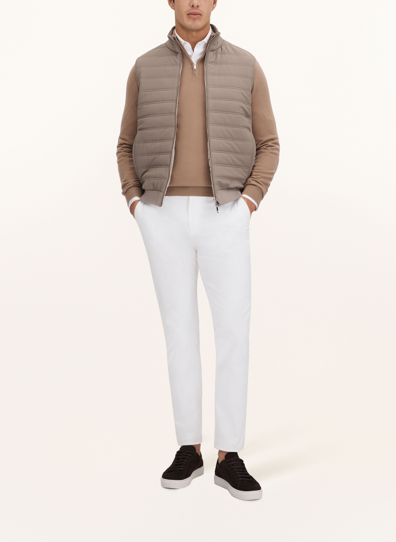 REISS Vest CRANFORD in mixed materials, Color: LIGHT BROWN (Image 2)
