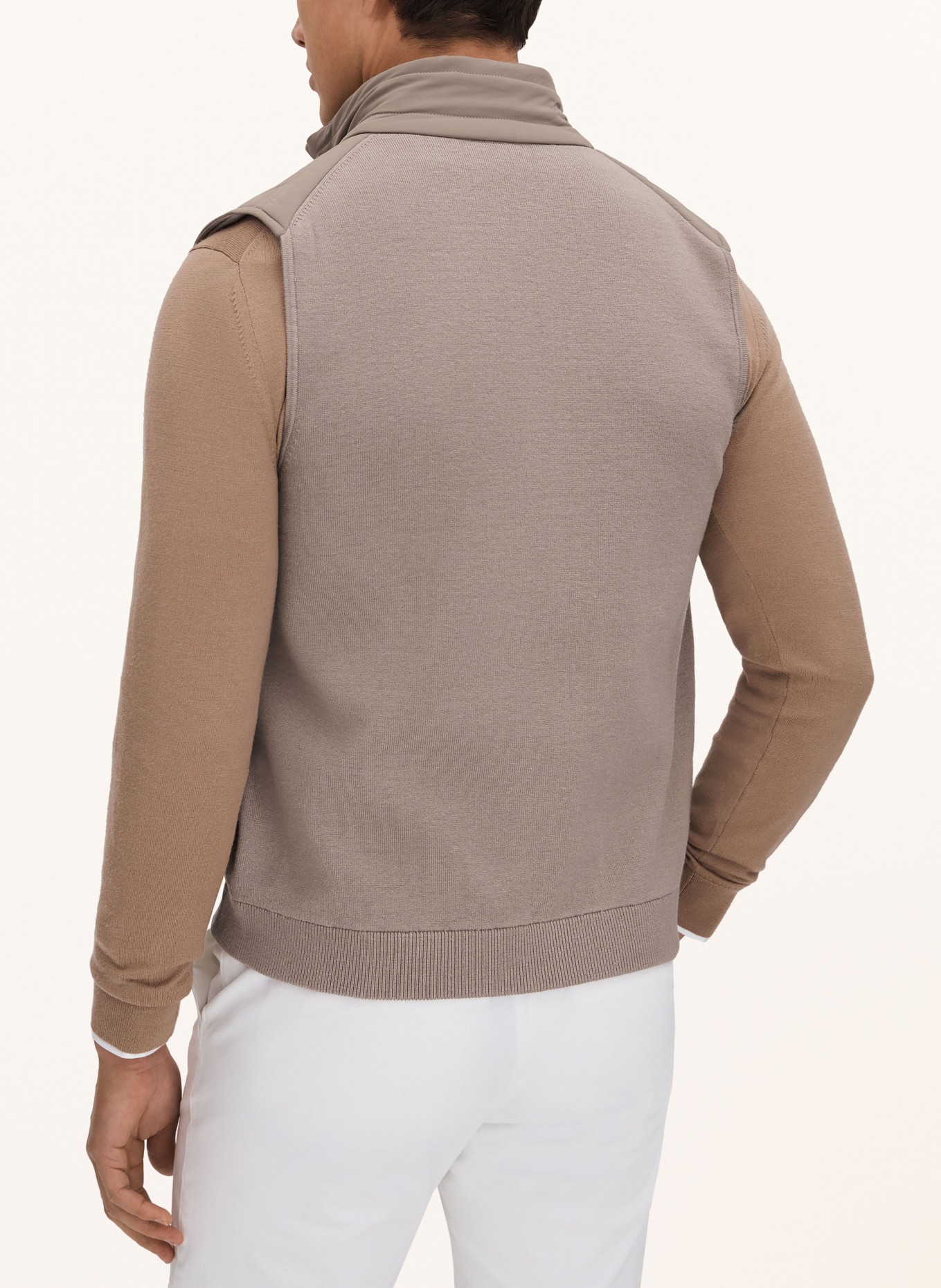 REISS Vest CRANFORD in mixed materials, Color: LIGHT BROWN (Image 3)