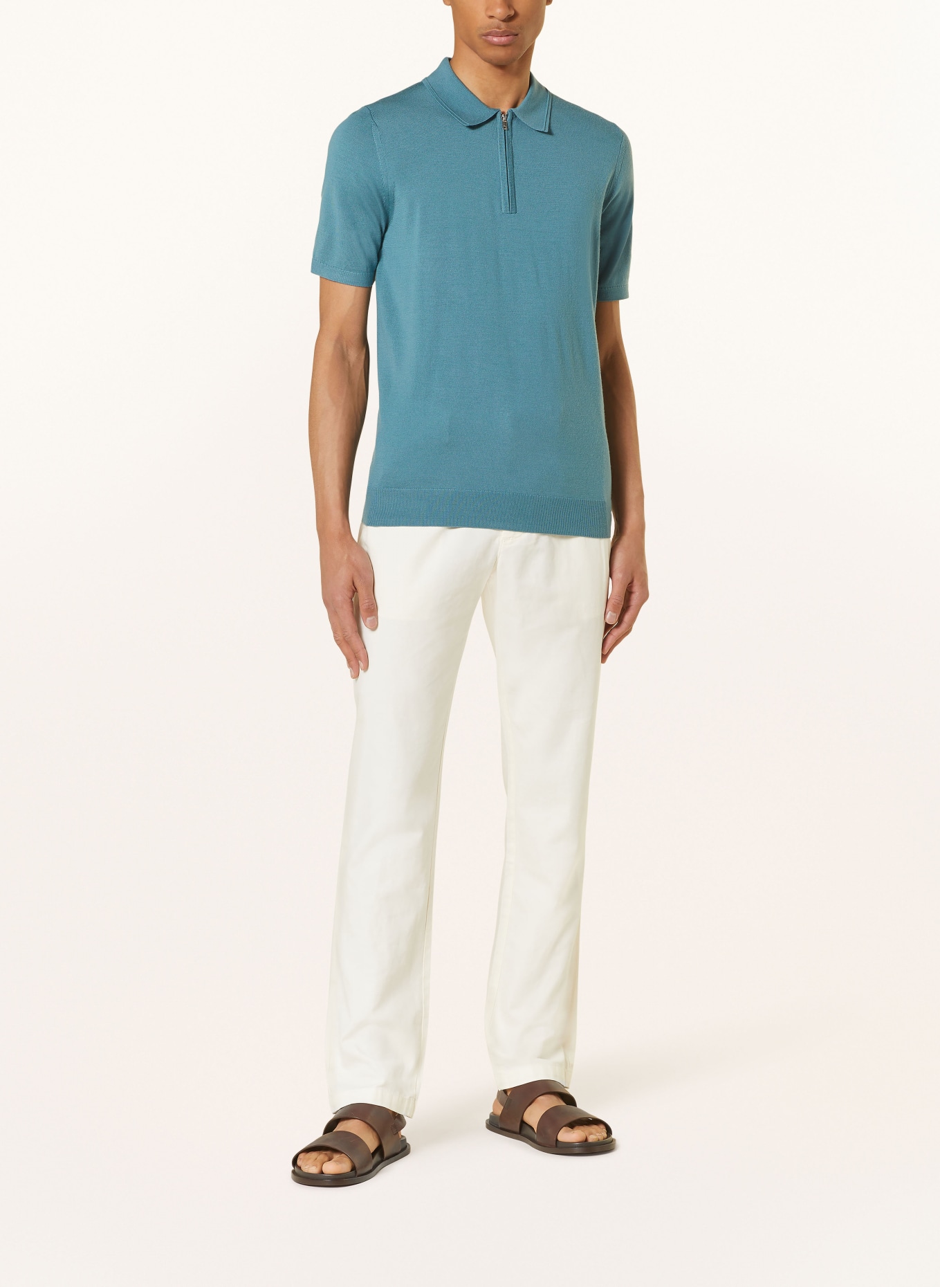 REISS Knitted polo shirt MAXWELL made of merino wool, Color: TEAL (Image 2)