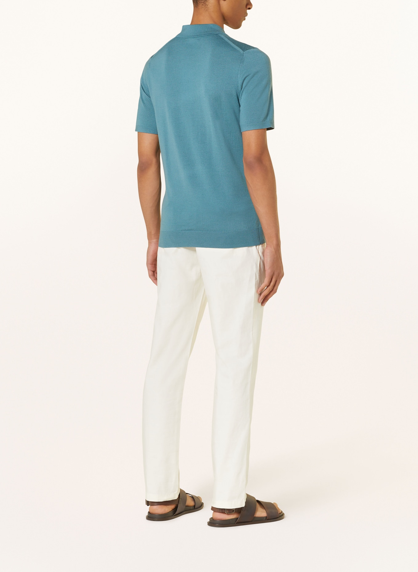 REISS Knitted polo shirt MAXWELL made of merino wool, Color: TEAL (Image 3)