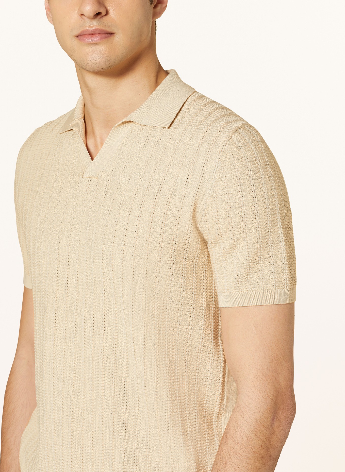 REISS Knitted polo shirt MICKEY, Color: BEIGE (Image 4)