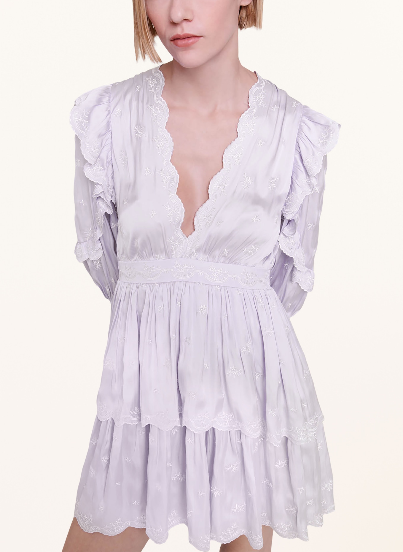 maje Kleid mit 3/4-Arm und Volants, Farbe: HELLLILA (Bild 4)