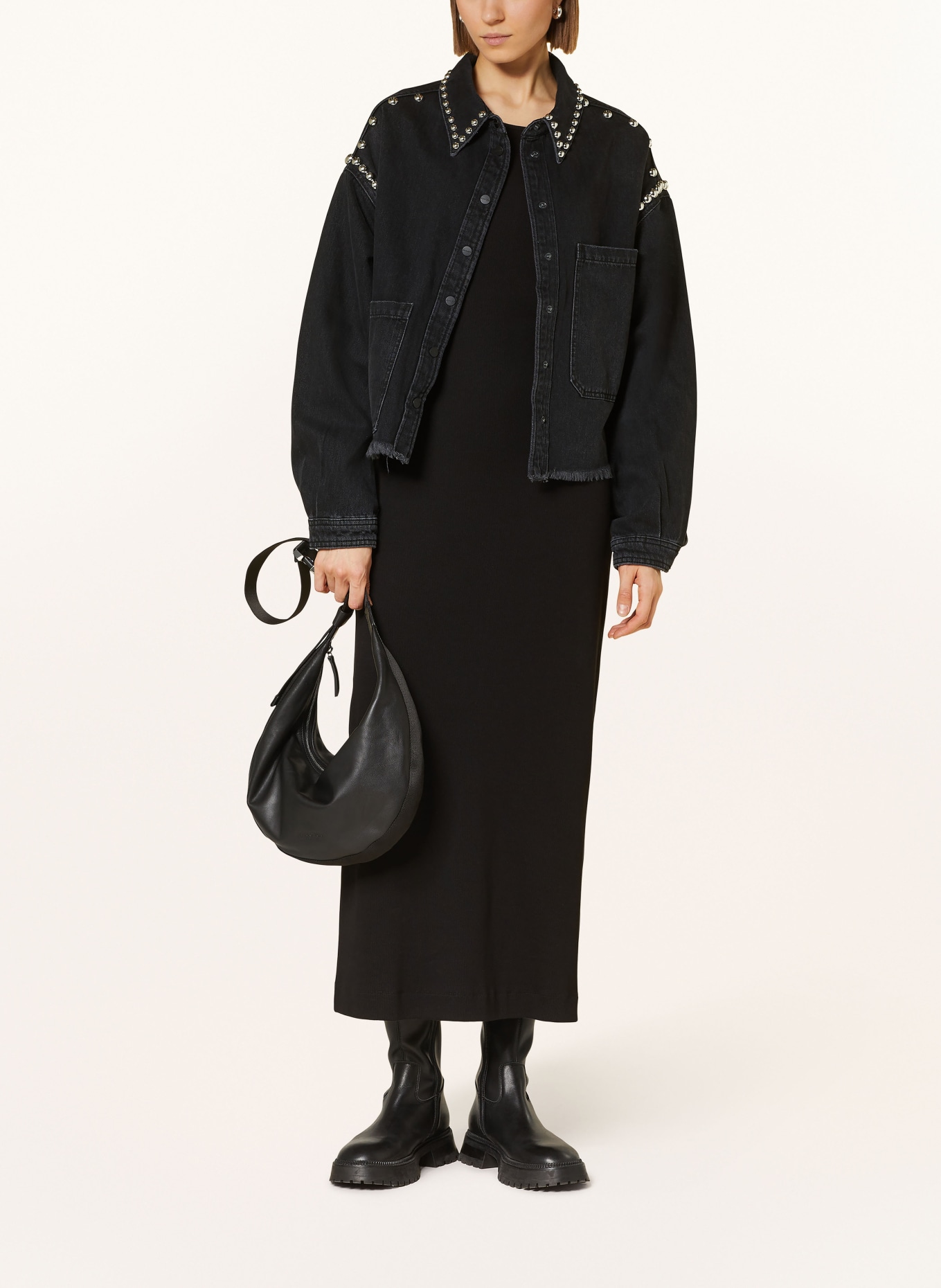 ALLSAINTS Oversized denim jacket NICKY with rivets, Color: 162 Washed Black (Image 2)