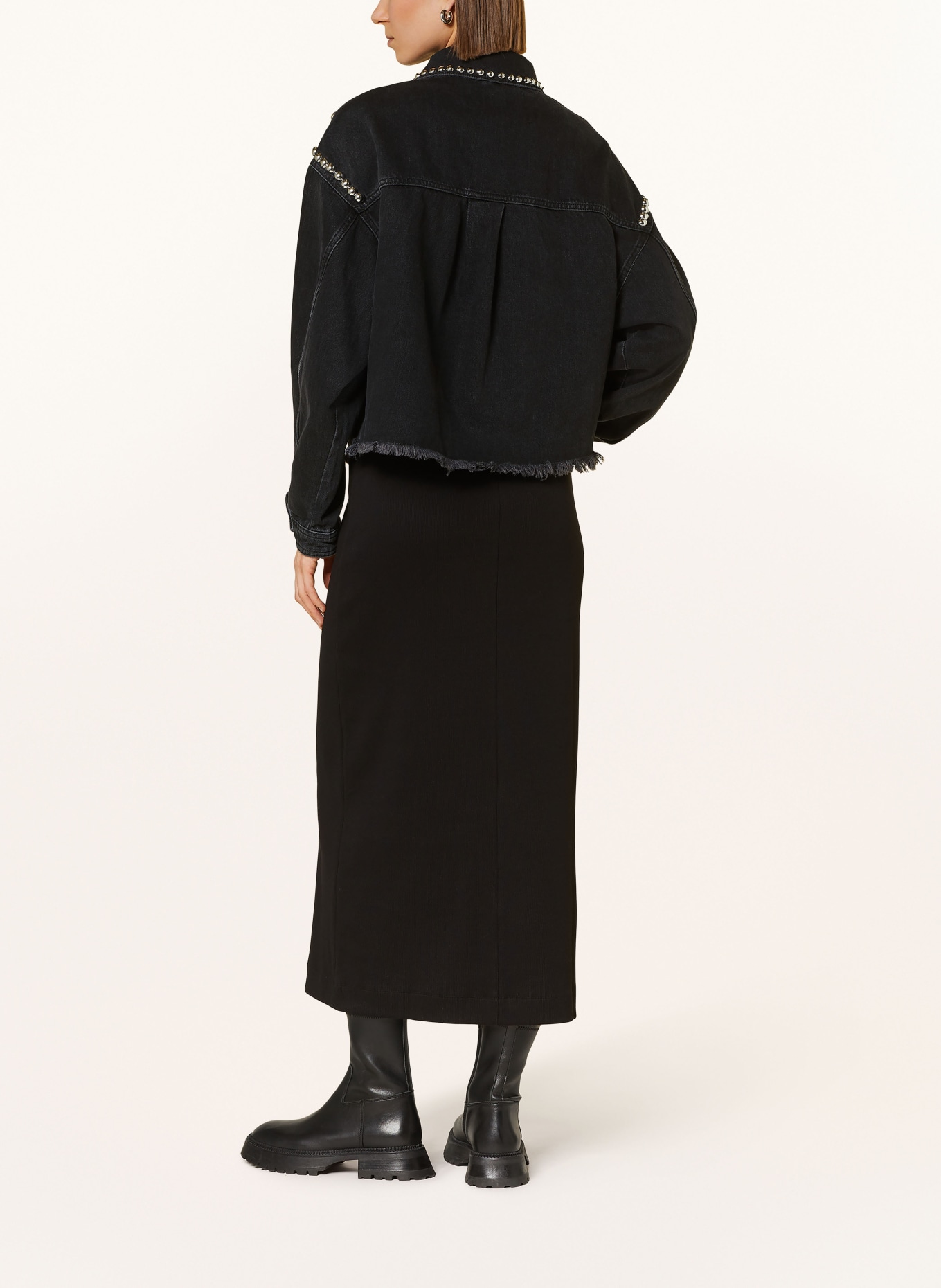 ALLSAINTS Oversized denim jacket NICKY with rivets, Color: 162 Washed Black (Image 3)