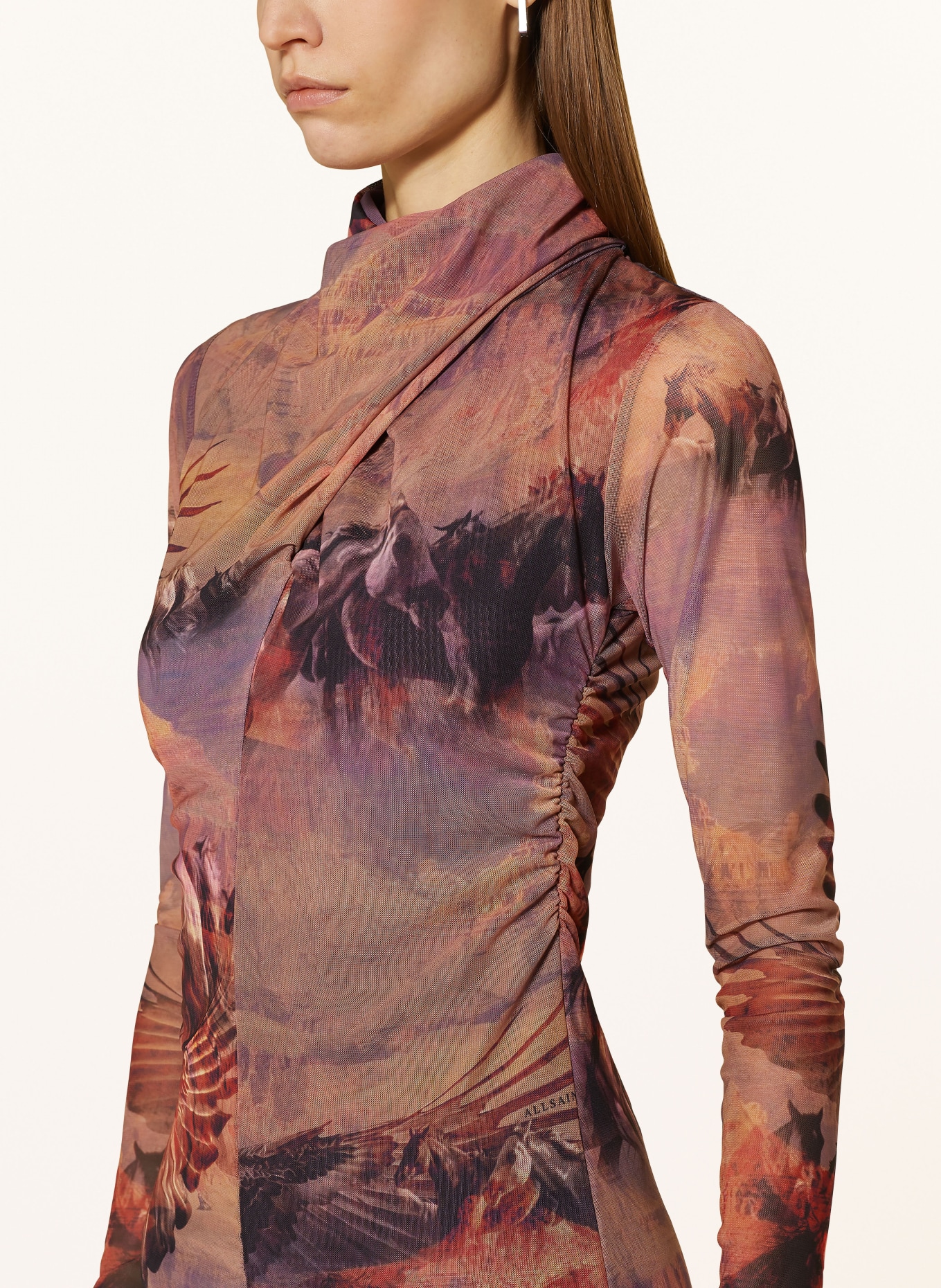 ALLSAINTS Dress TIA COLCA, Color: LIGHT BROWN/ ORANGE/ PURPLE (Image 4)