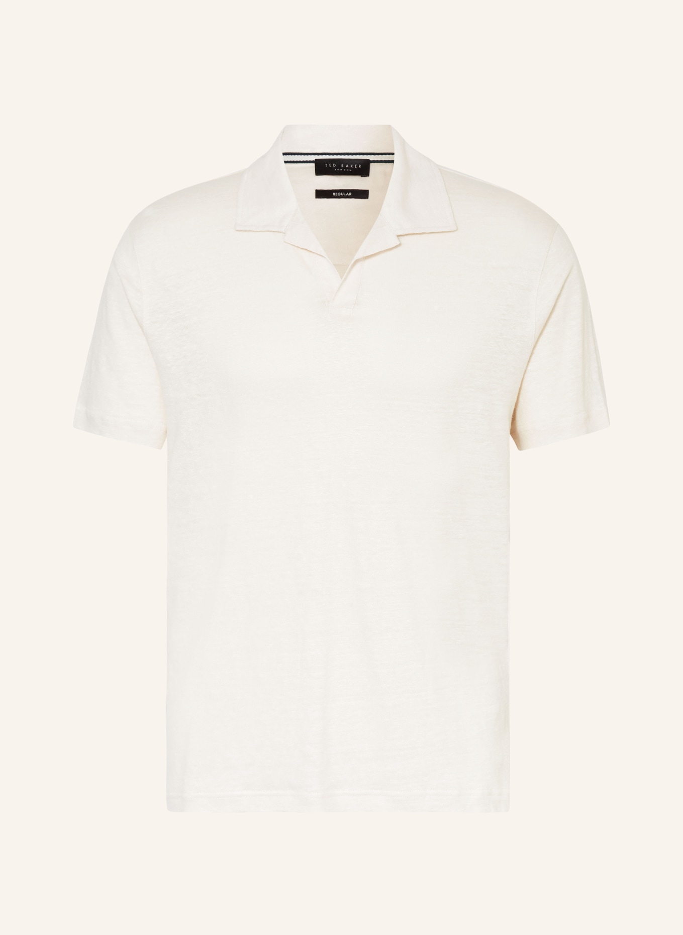 TED BAKER Koszulka polo z dzianiny FLINPO regular fit z lnu, Kolor: KREMOWY (Obrazek 1)