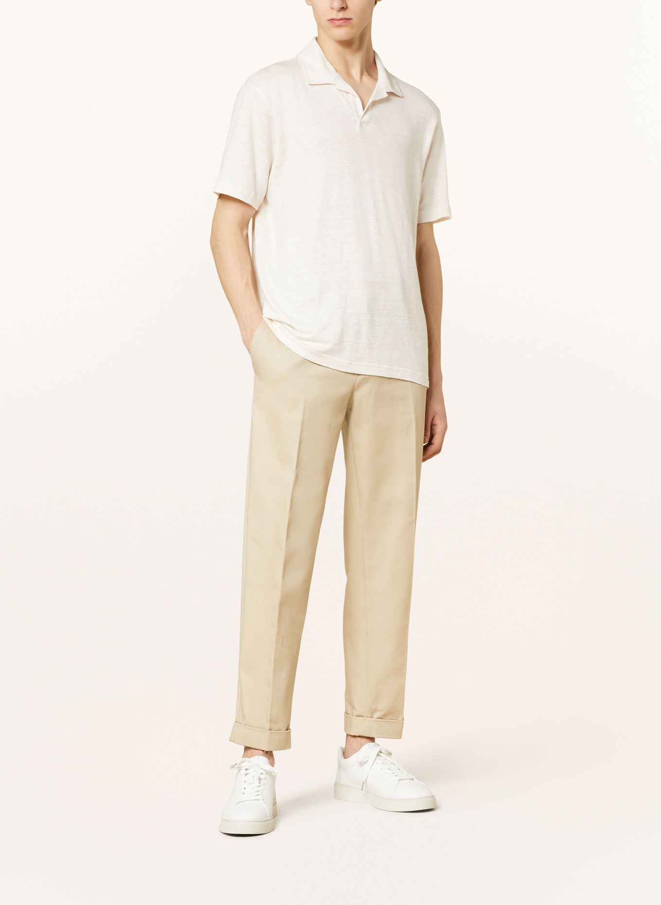 TED BAKER Strick-Poloshirt FLINPO Regular Fit aus Leinen, Farbe: CREME (Bild 2)