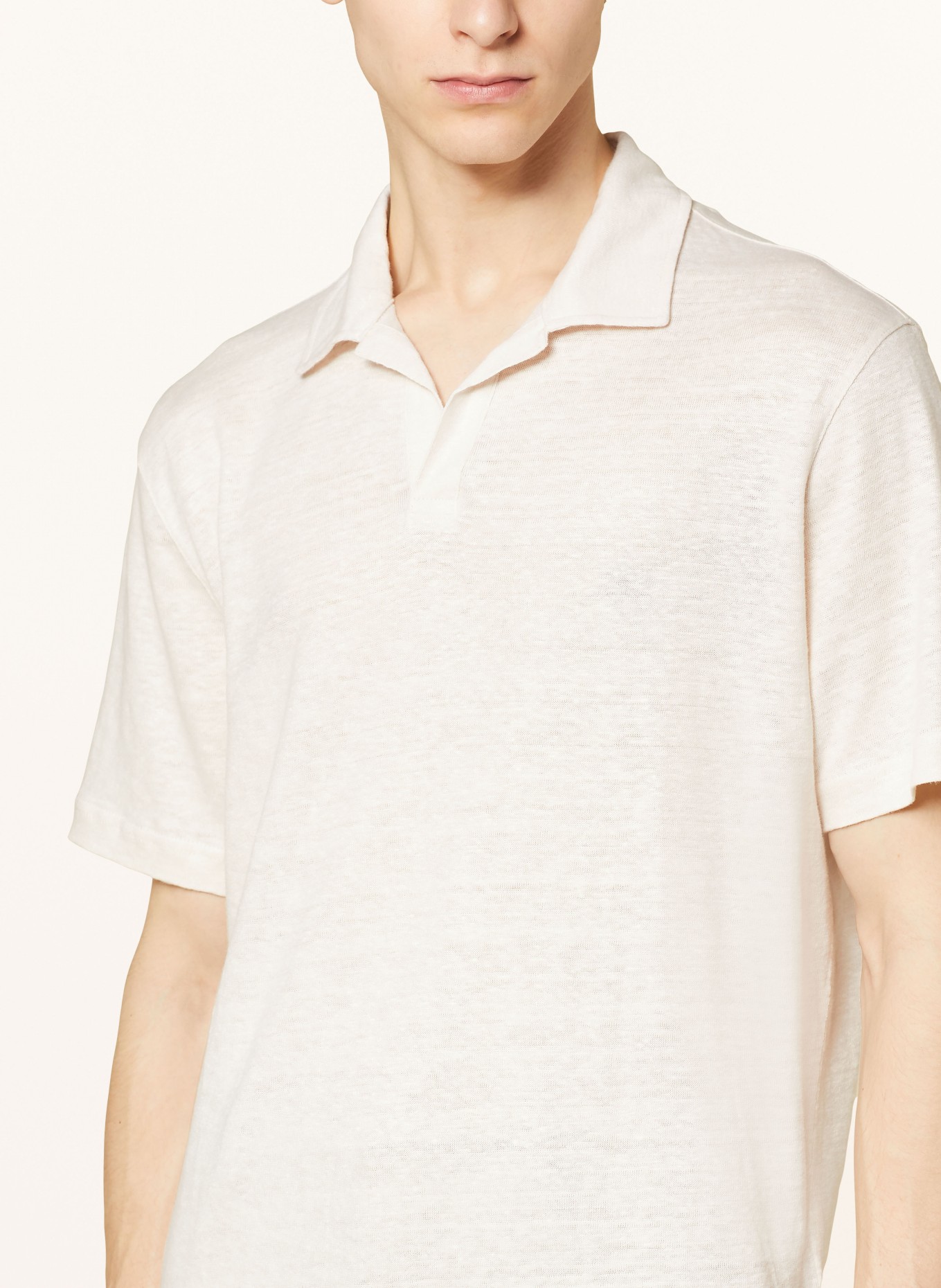 TED BAKER Koszulka polo z dzianiny FLINPO regular fit z lnu, Kolor: KREMOWY (Obrazek 4)