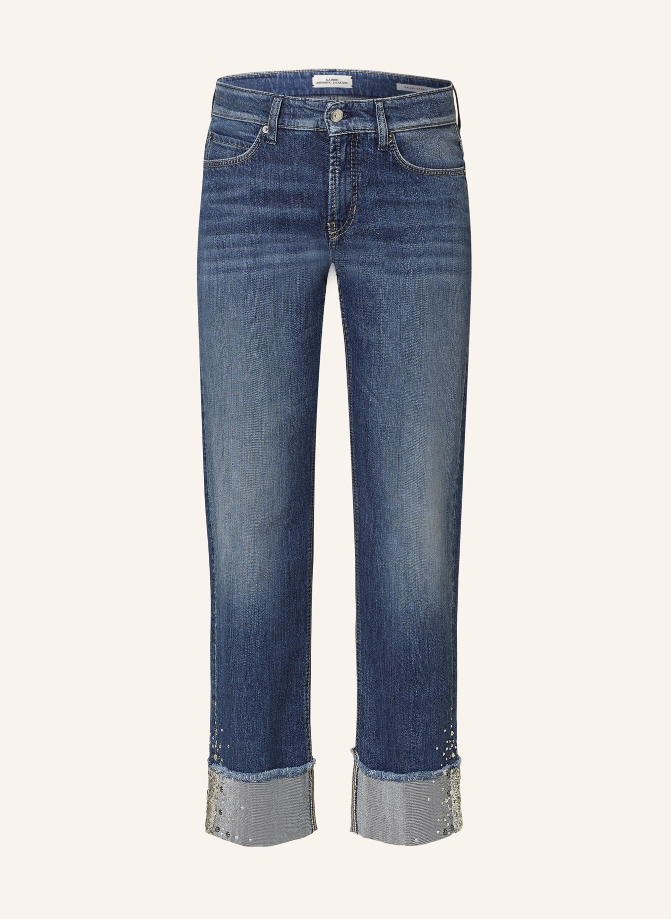 CAMBIO Straight jeans PARIS with decorative gems and sequins, Color: 5164 preppy used cut hem (Image 1)