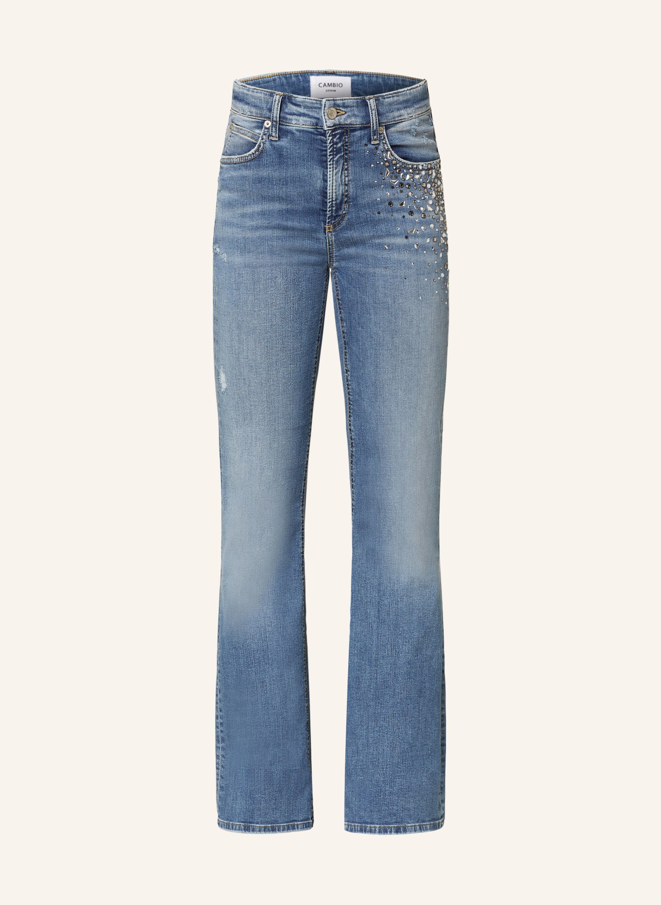 CAMBIO Flared Jeans FABIENNE mit Schmucksteinen, Farbe: 5139 salty soft destroyed (Bild 1)