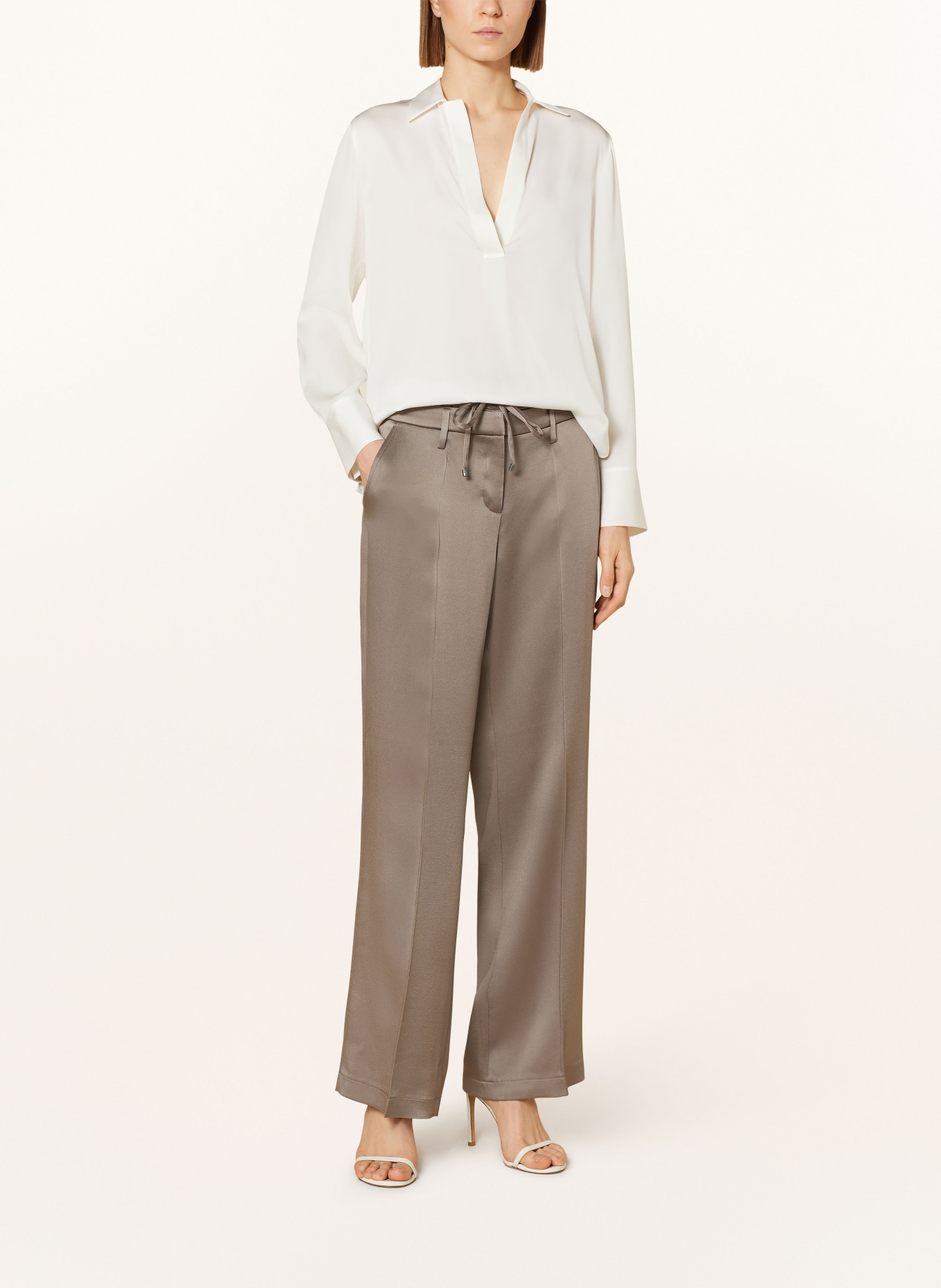 CAMBIO Wide leg trousers AMELIE in satin, Color: TAUPE (Image 2)