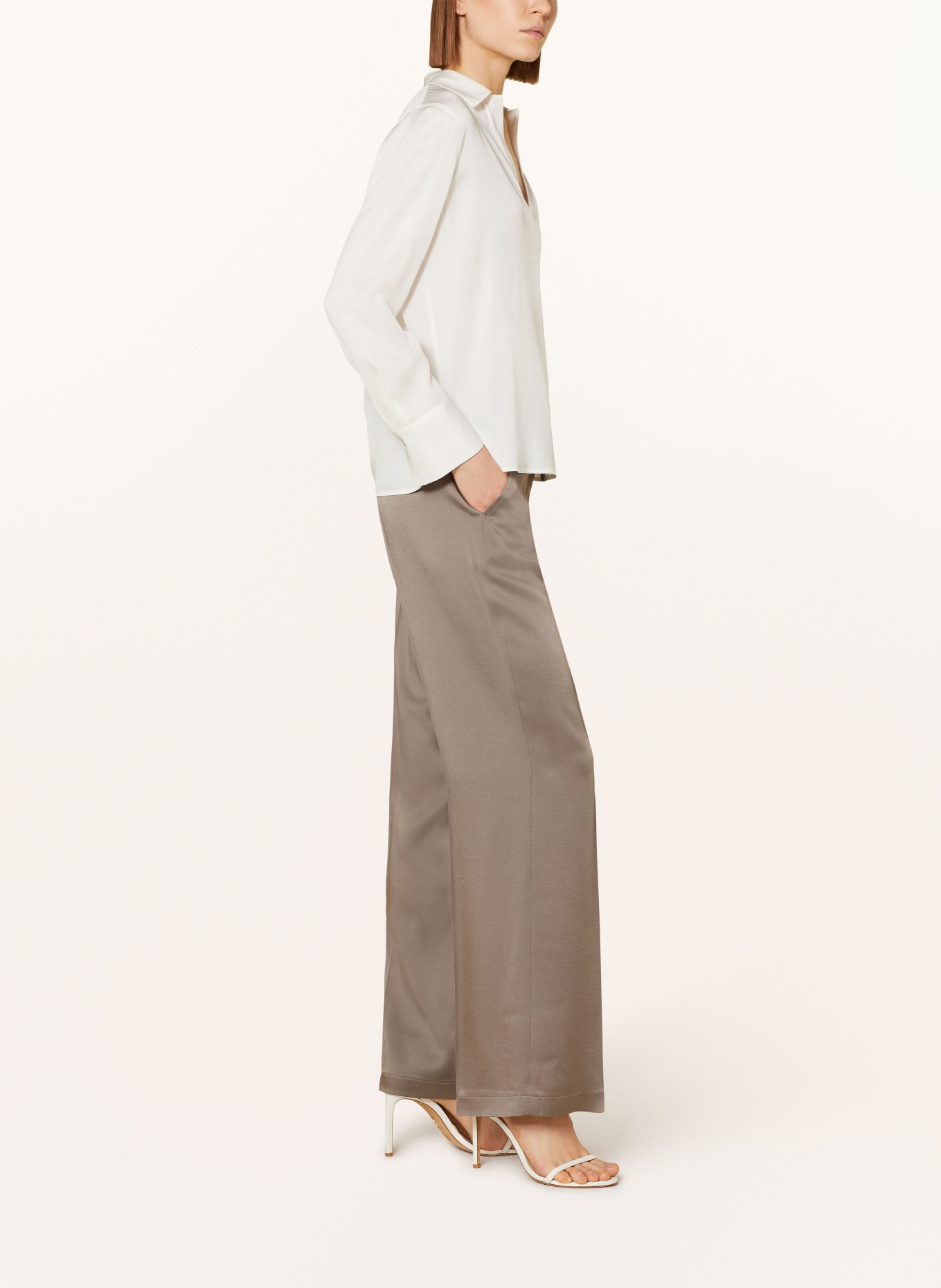 CAMBIO Wide leg trousers AMELIE in satin, Color: TAUPE (Image 4)