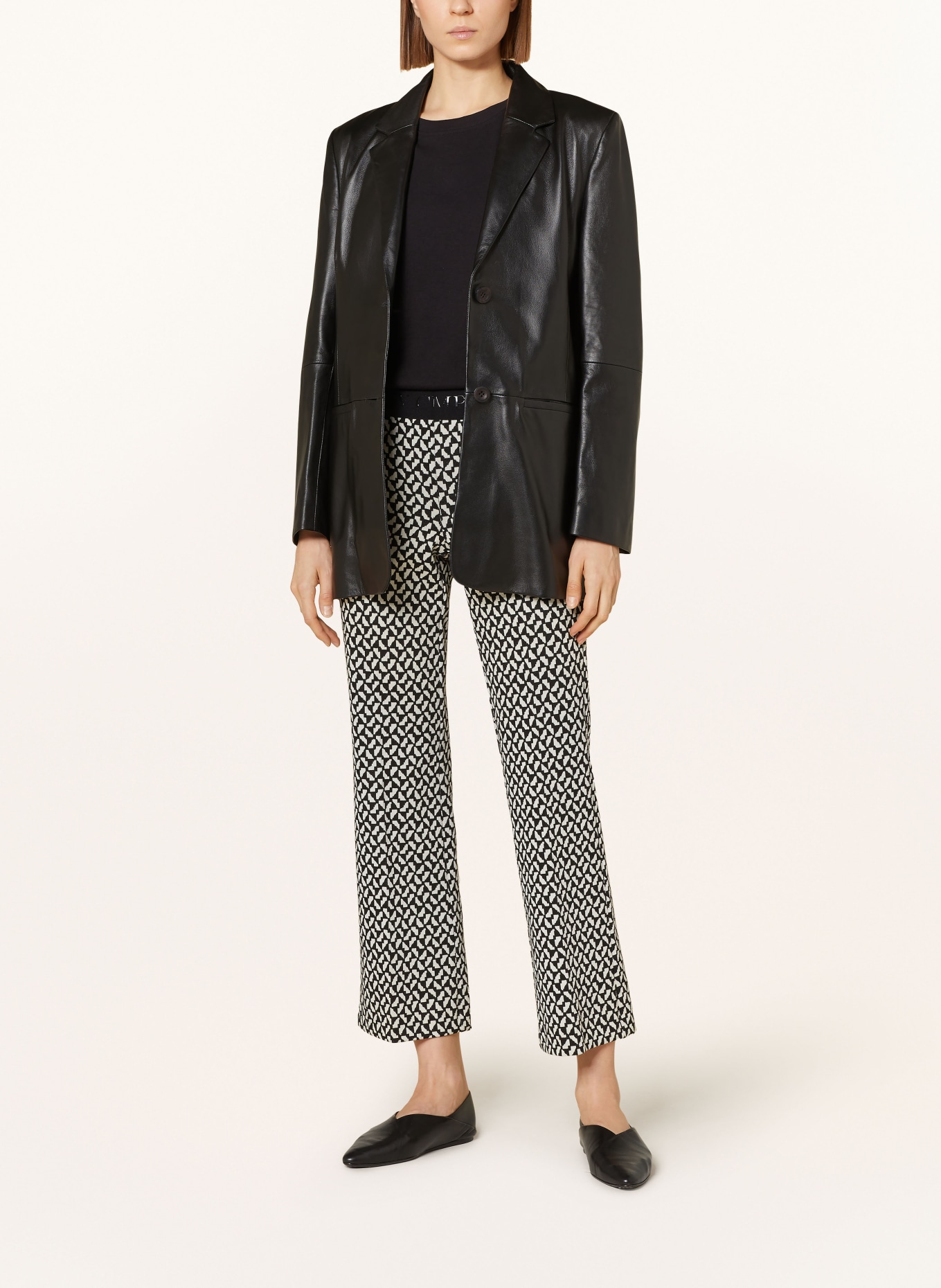 CAMBIO Bootcut trousers FAITH in jersey, Color: BLACK/ ECRU (Image 2)