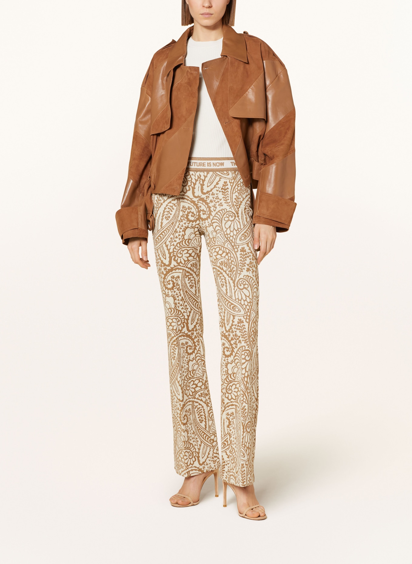 CAMBIO Bootcut trousers FRANCIS with glitter thread, Color: BEIGE/ CREAM (Image 2)
