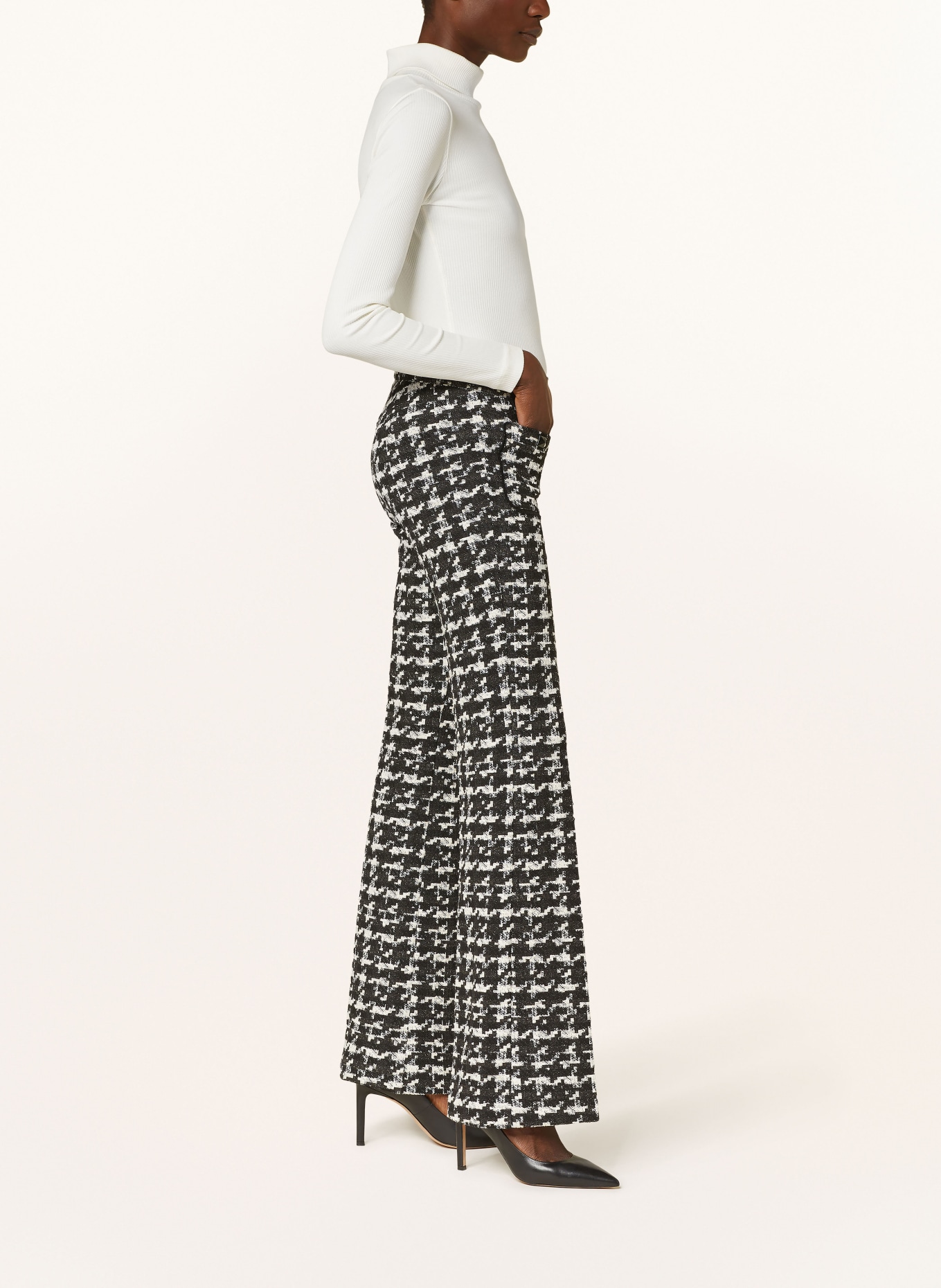 CAMBIO Tweed trousers Mehrfarbig FRANCIS with glitter thread, Color: BLACK/ WHITE (Image 4)