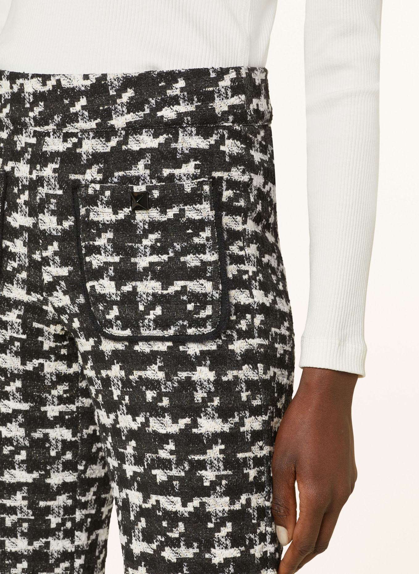 CAMBIO Tweed trousers Mehrfarbig FRANCIS with glitter thread, Color: BLACK/ WHITE (Image 5)