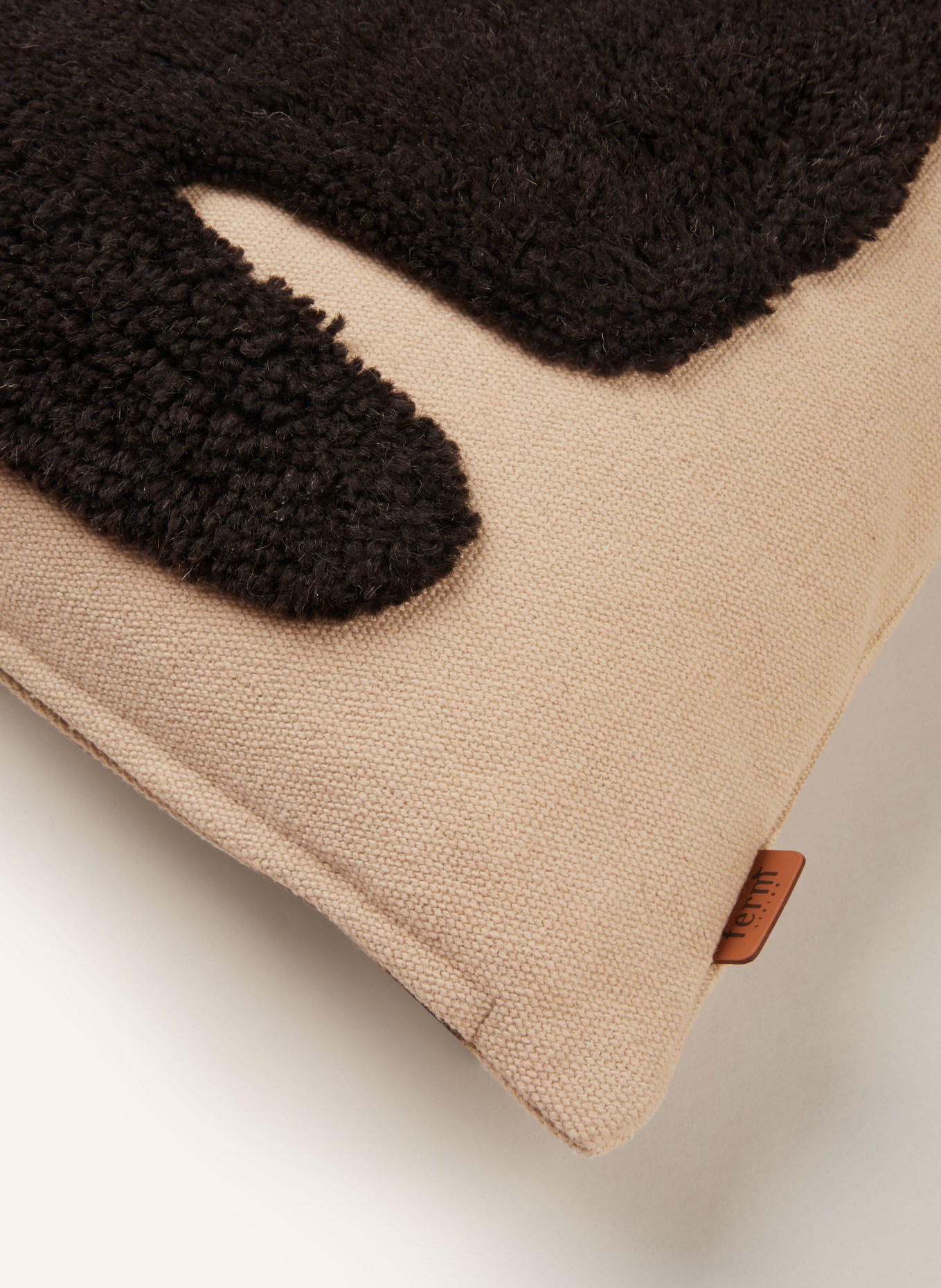 Ferm LIVING Decorative cushion LAY with down filling, Color: LIGHT BROWN/ DARK BROWN (Image 3)