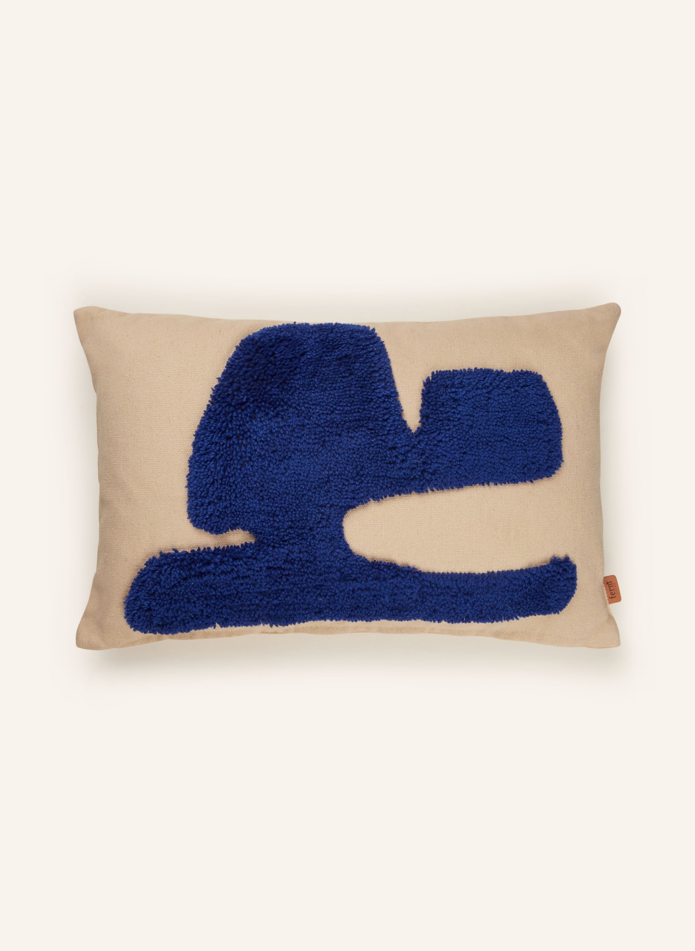 Ferm LIVING Decorative cushion LAY with down filling, Color: LIGHT BROWN/ BLUE (Image 1)