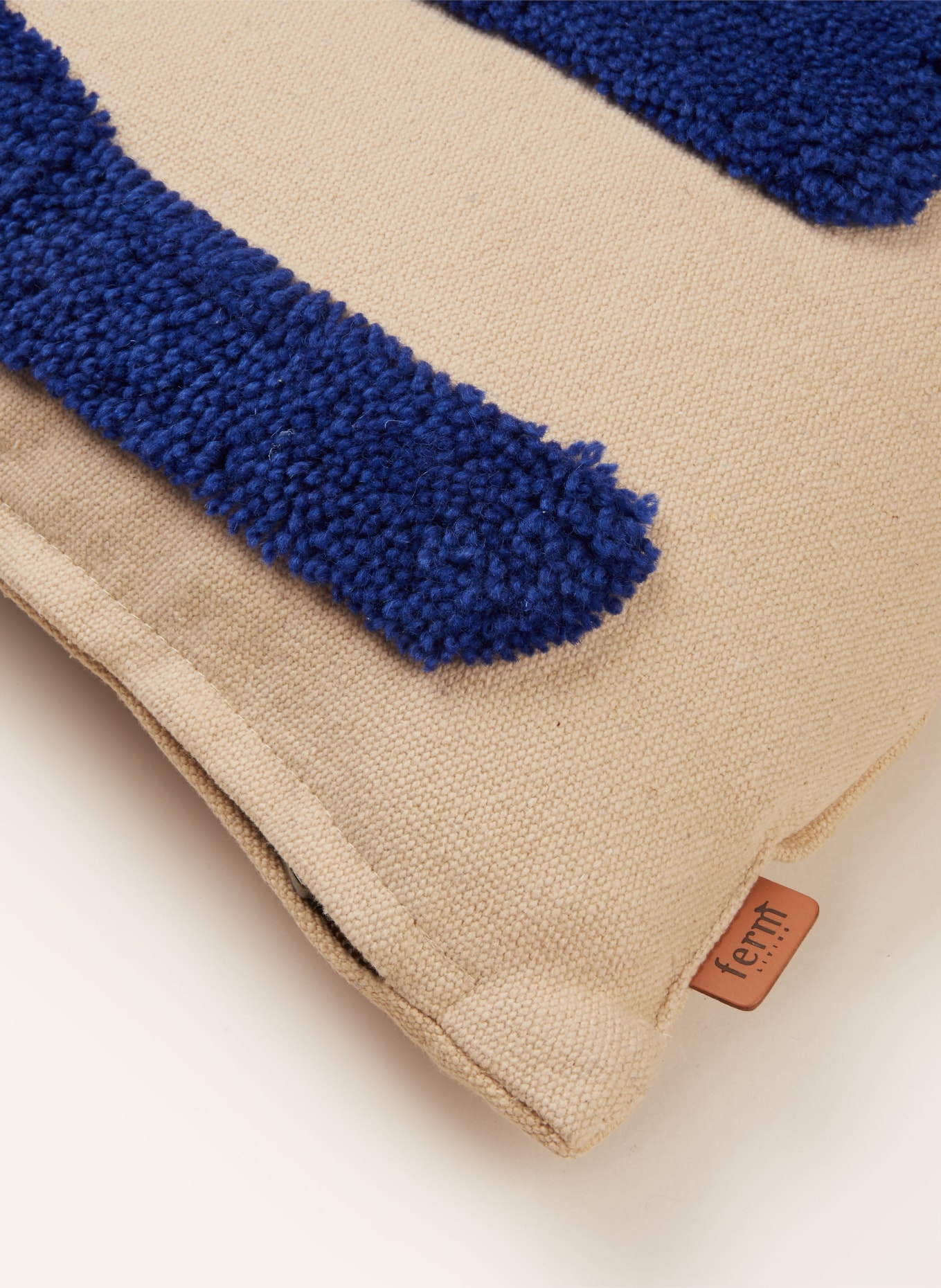 Ferm LIVING Decorative cushion LAY with down filling, Color: LIGHT BROWN/ BLUE (Image 3)