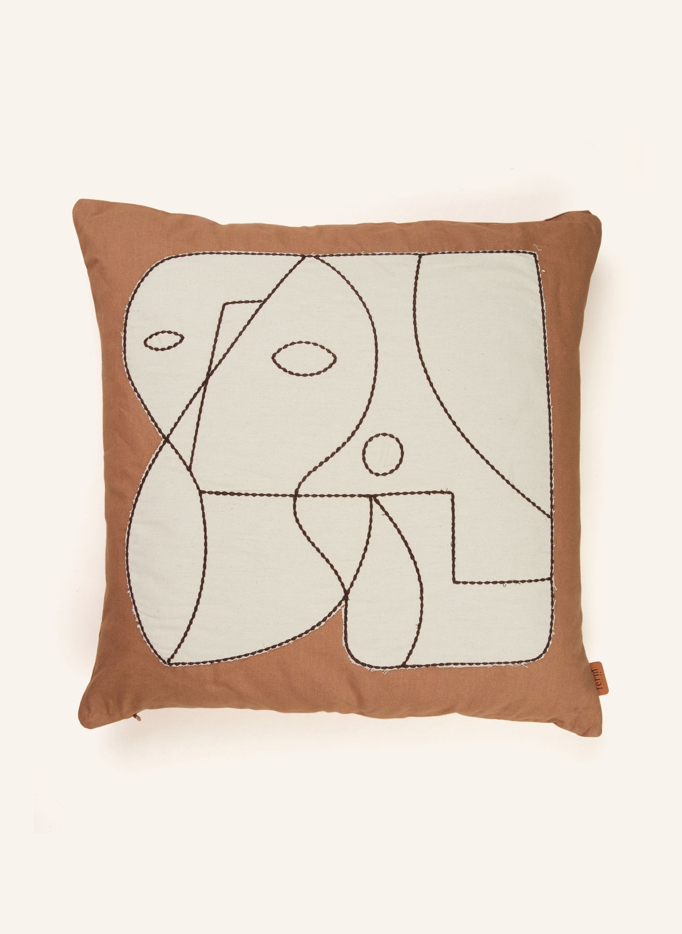 Ferm LIVING Decorative cushion FIGURE with down filling, Color: BROWN/ CREAM (Image 1)