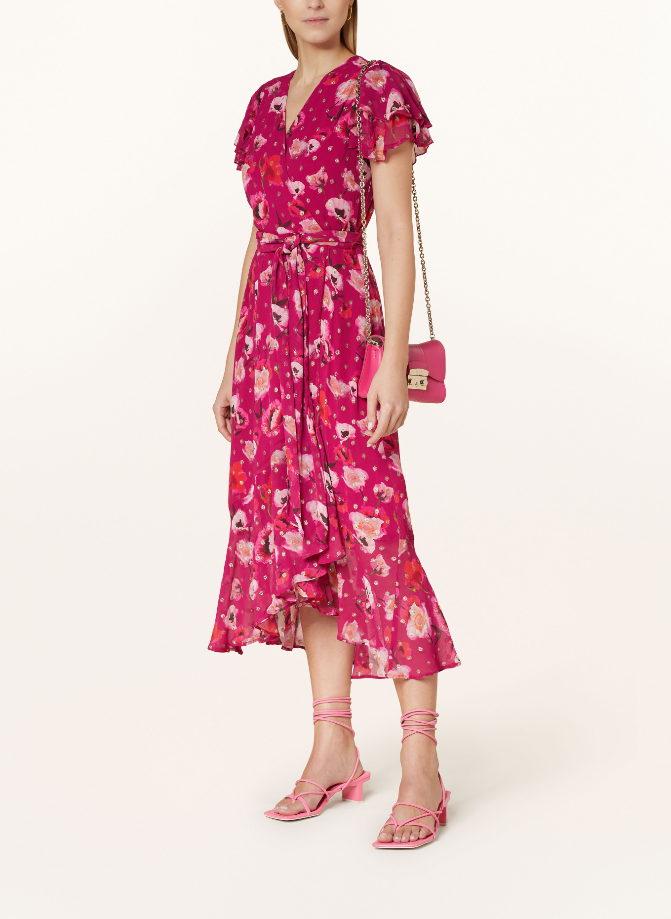 Phase Eight Dress NADINE with frills, Color: FUCHSIA/ PINK/ GREEN (Image 2)