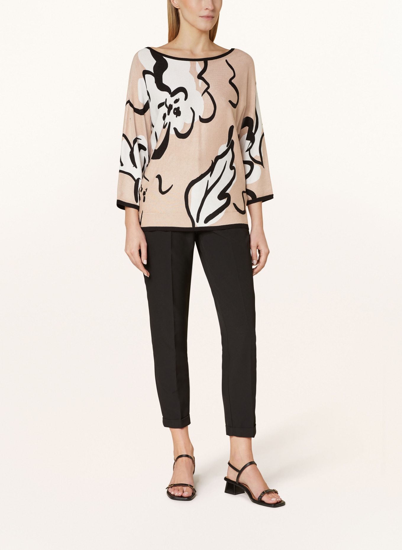 Phase Eight Sweater LAURIE with 3/4 sleeves, Color: CAMEL/ WHITE/ BLACK (Image 2)