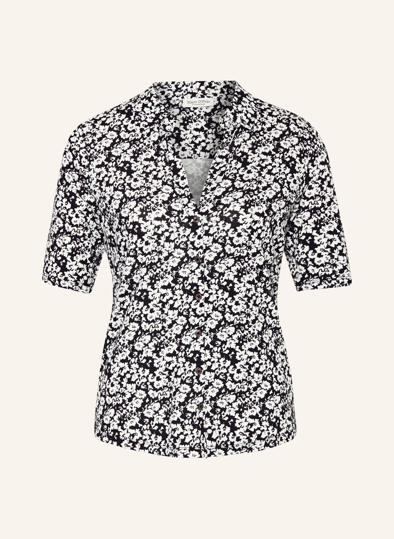 Marc O'Polo Shirt blouse made of jersey, Color: BLACK/ WHITE (Image 1)