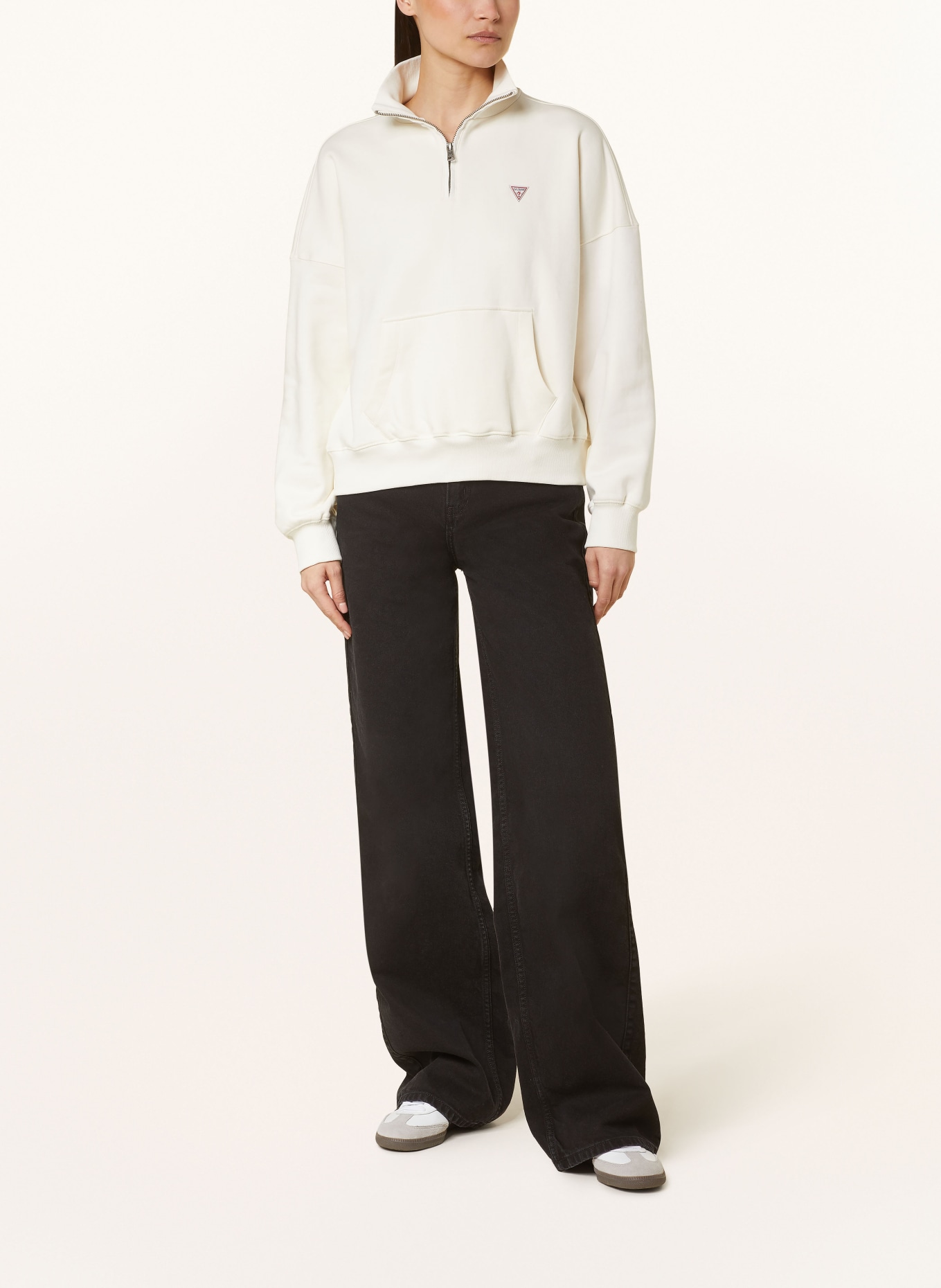 GUESS JEANS Half zip sweater in sweatshirt fabric