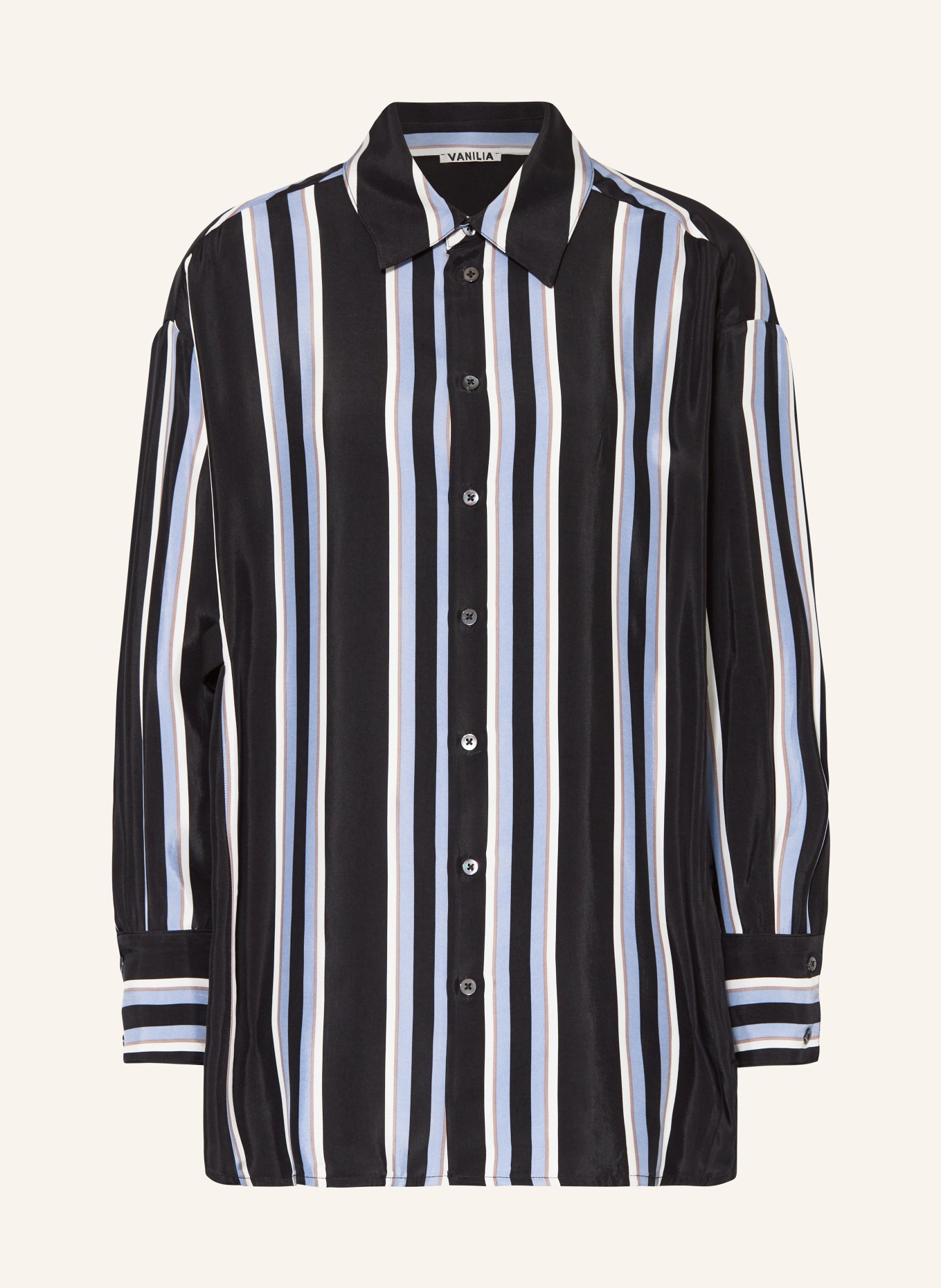 VANILIA Shirt blouse, Color: BLACK/ LIGHT BLUE/ WHITE (Image 1)