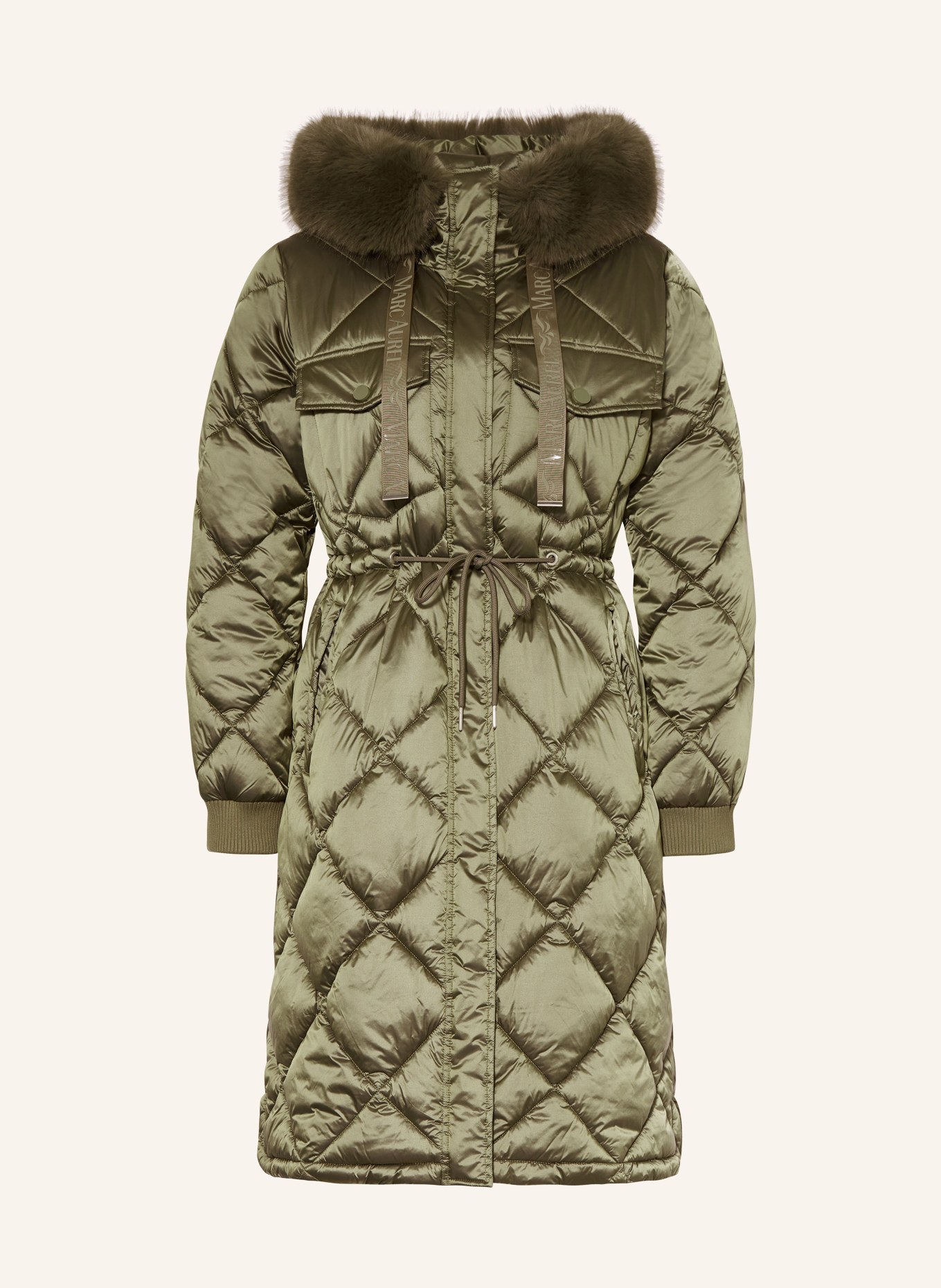 MARC AUREL Steppmantel mit abnehmbarem Kunstpelz: KHAKI