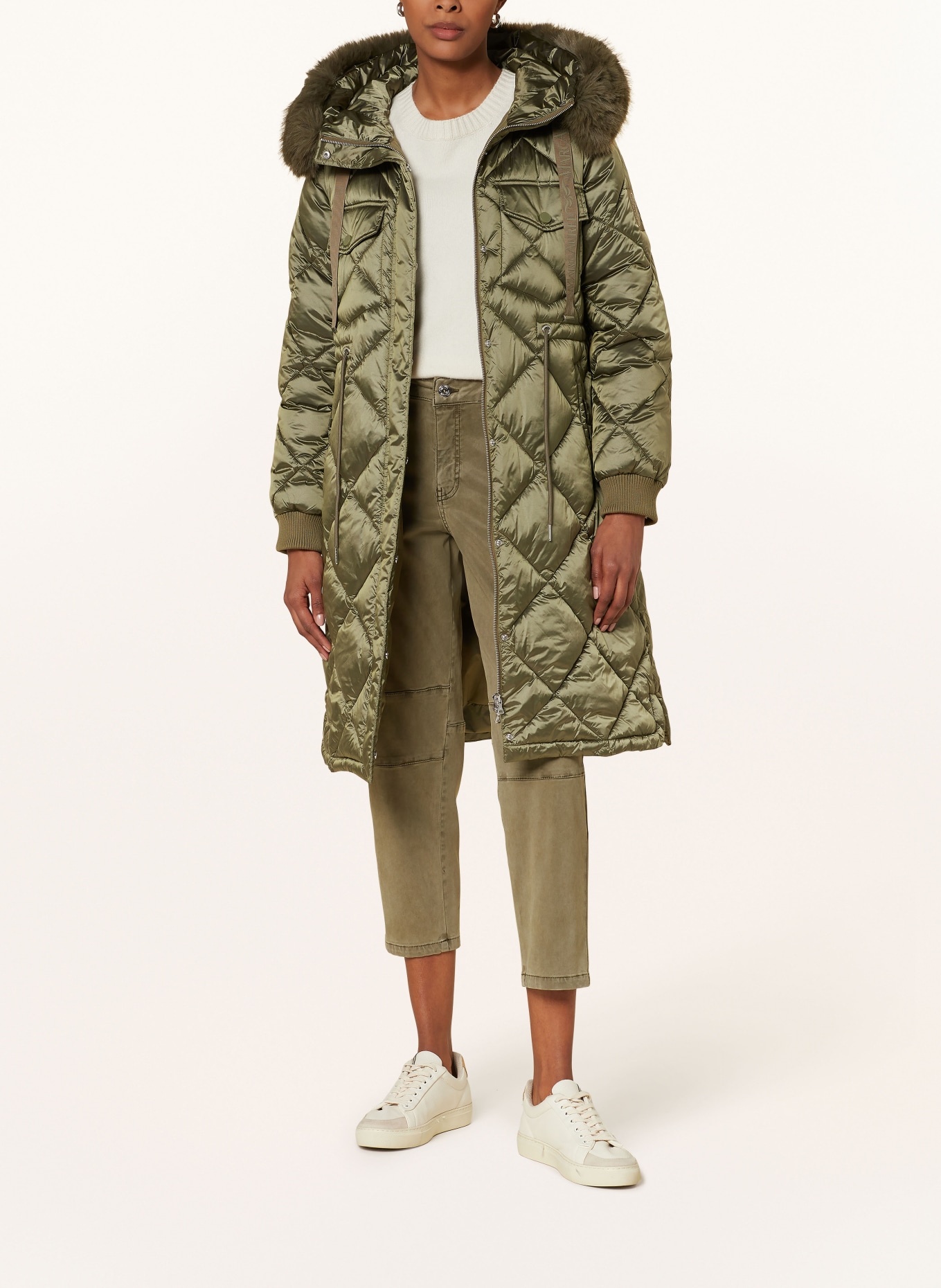 MARC AUREL Steppmantel mit abnehmbarem Kunstpelz: KHAKI