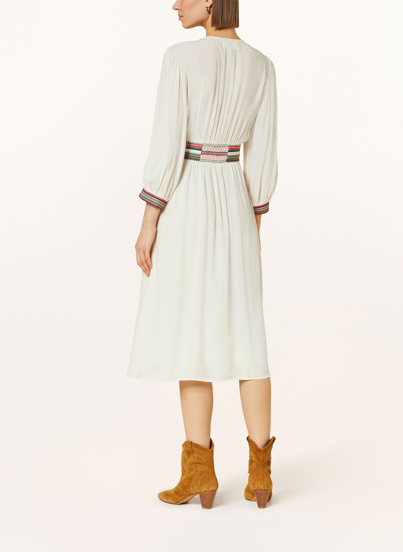 ba&sh Kleid TANINA mit 3/4-Arm, Farbe: ECRU/ GRÜN/ ROT (Bild 3)