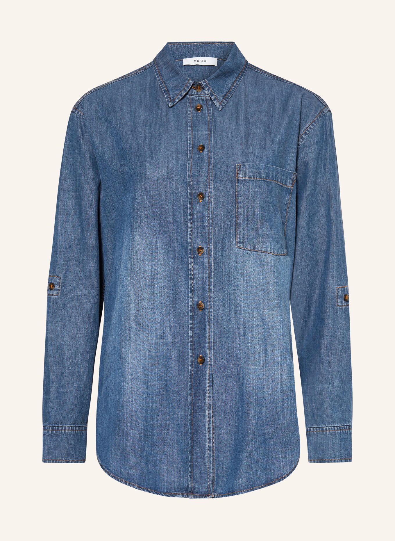 REISS Shirt blouse CARTER in denim look, Color: BLUE (Image 1)