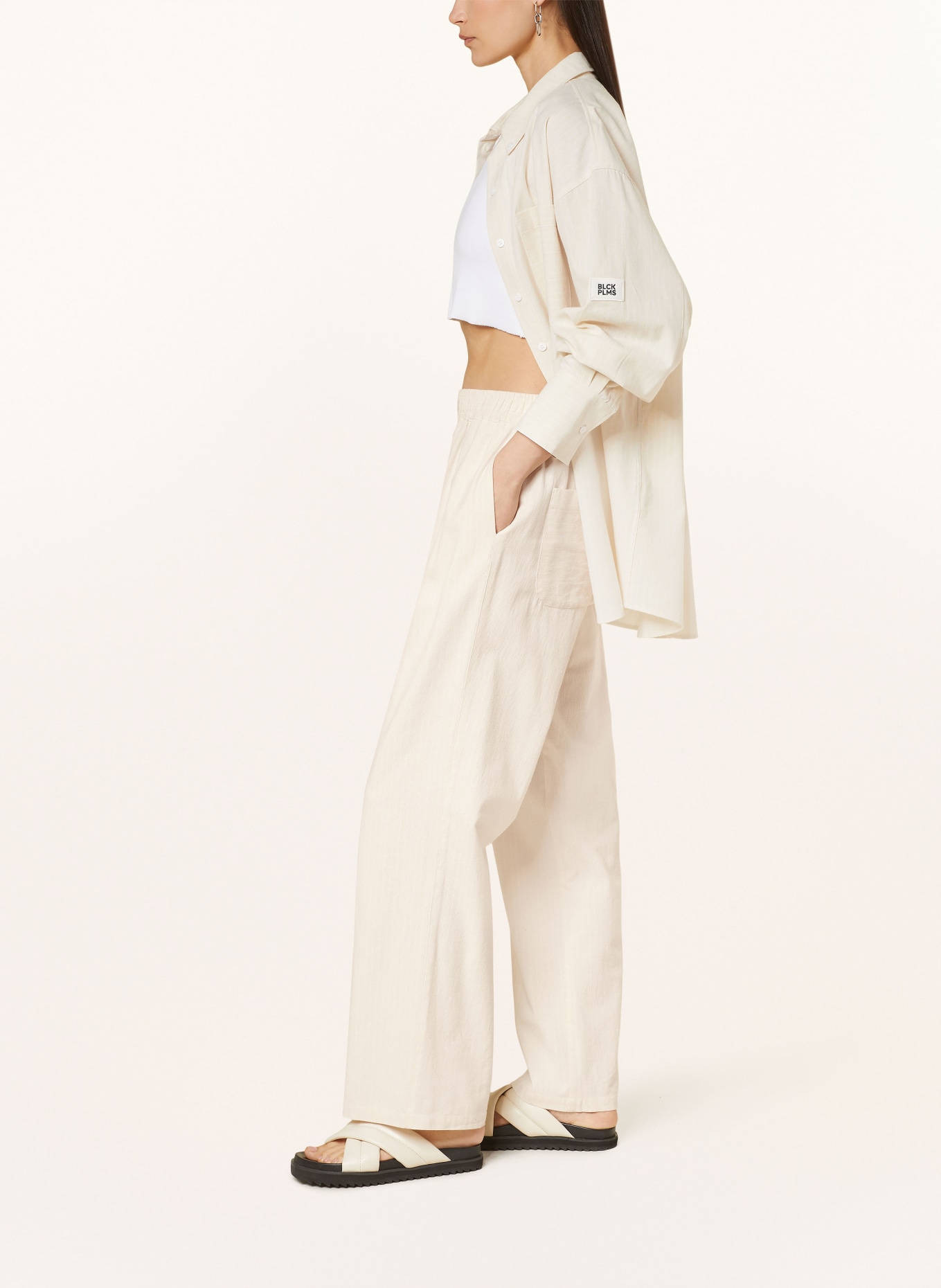 black palms Wide leg trousers BRINO, Color: CREAM (Image 4)