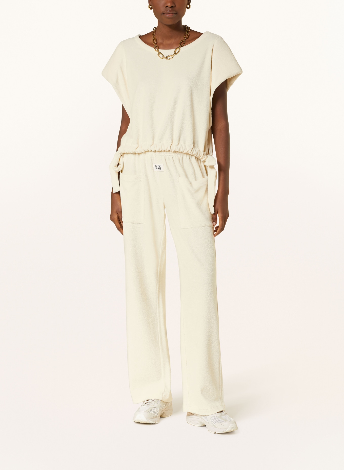black palms Cropped shirt made of terry cloth, Color: CREAM (Image 2)