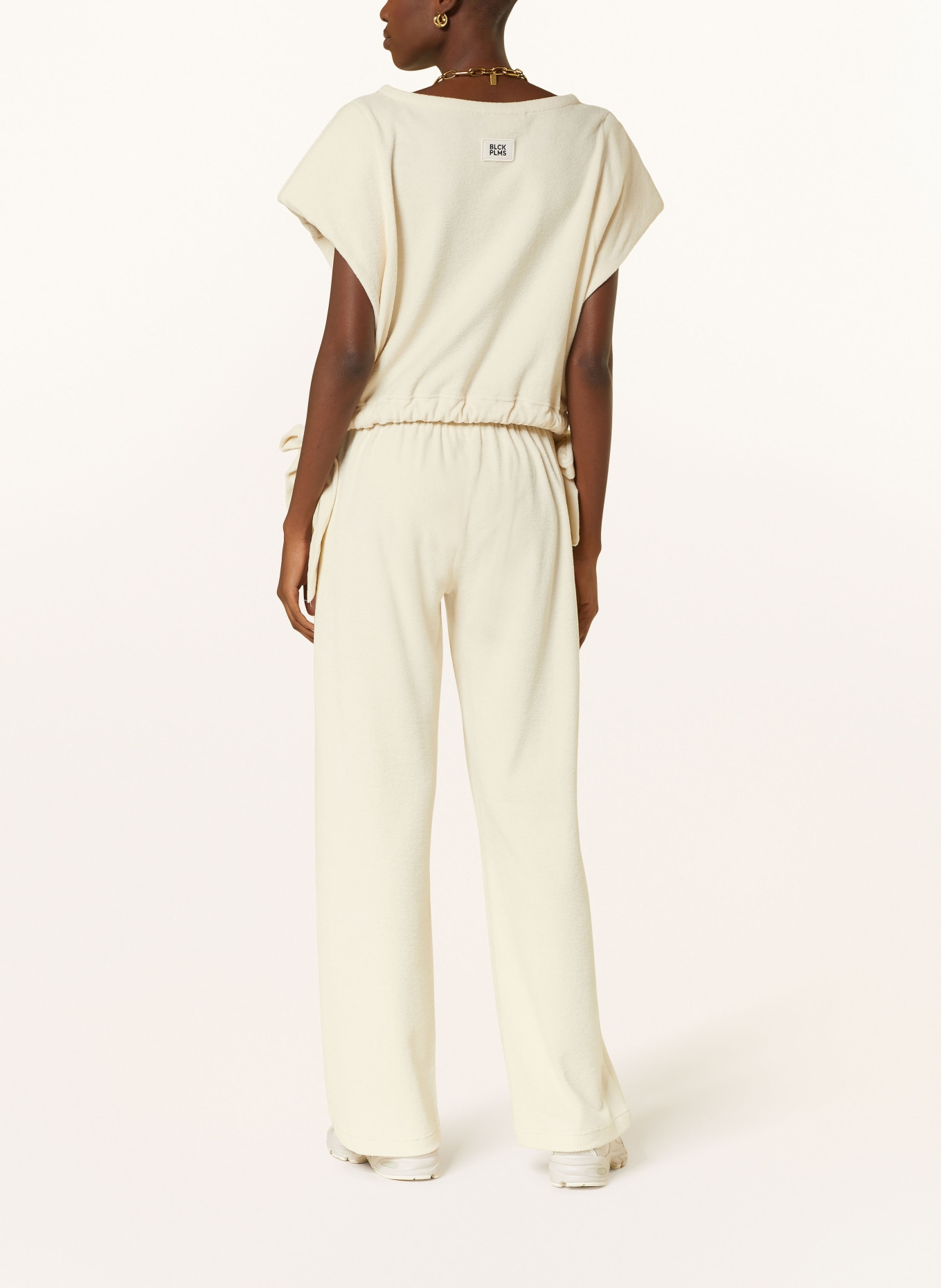 black palms Cropped shirt made of terry cloth, Color: CREAM (Image 3)
