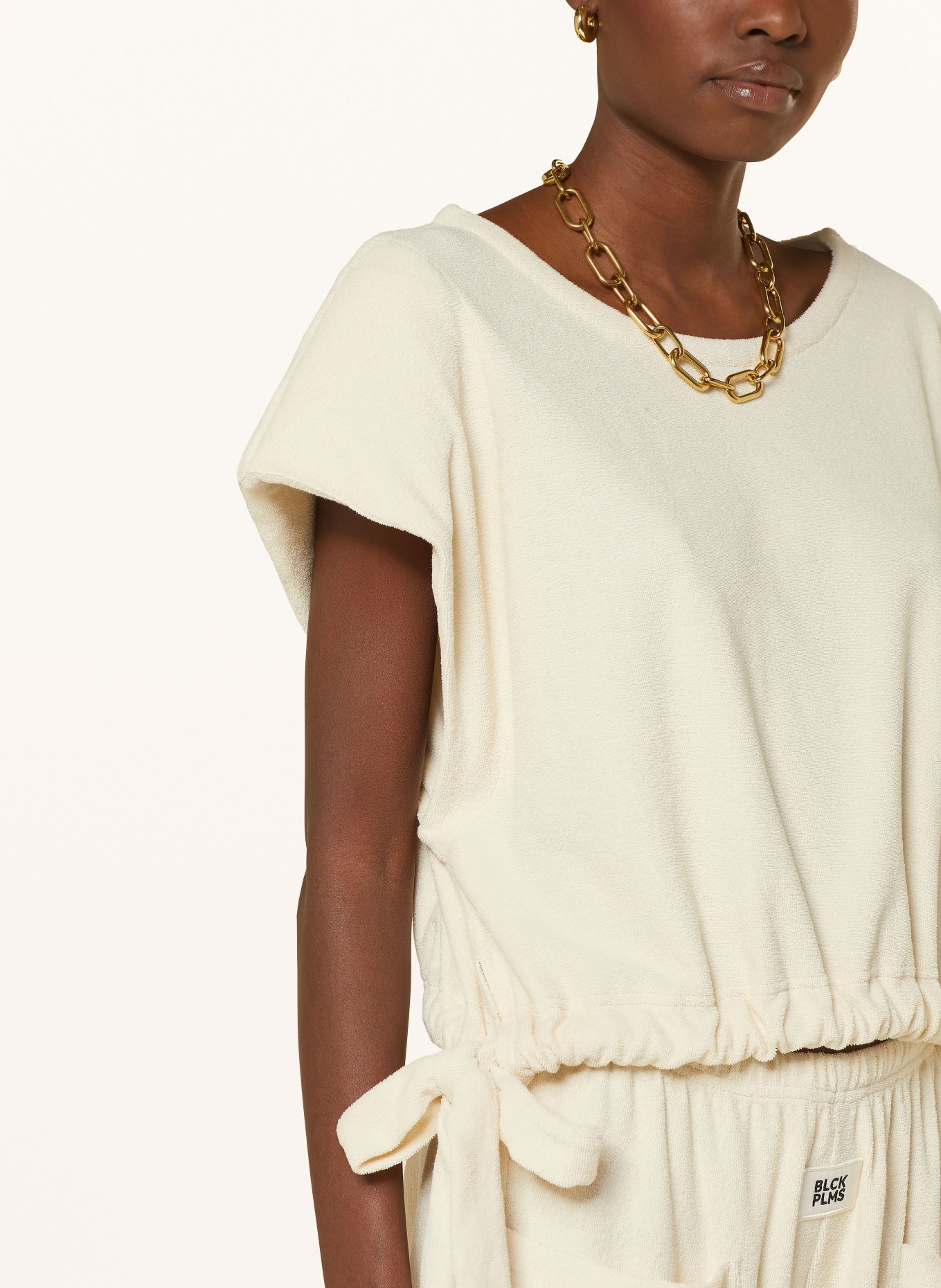 black palms Cropped shirt made of terry cloth, Color: CREAM (Image 4)