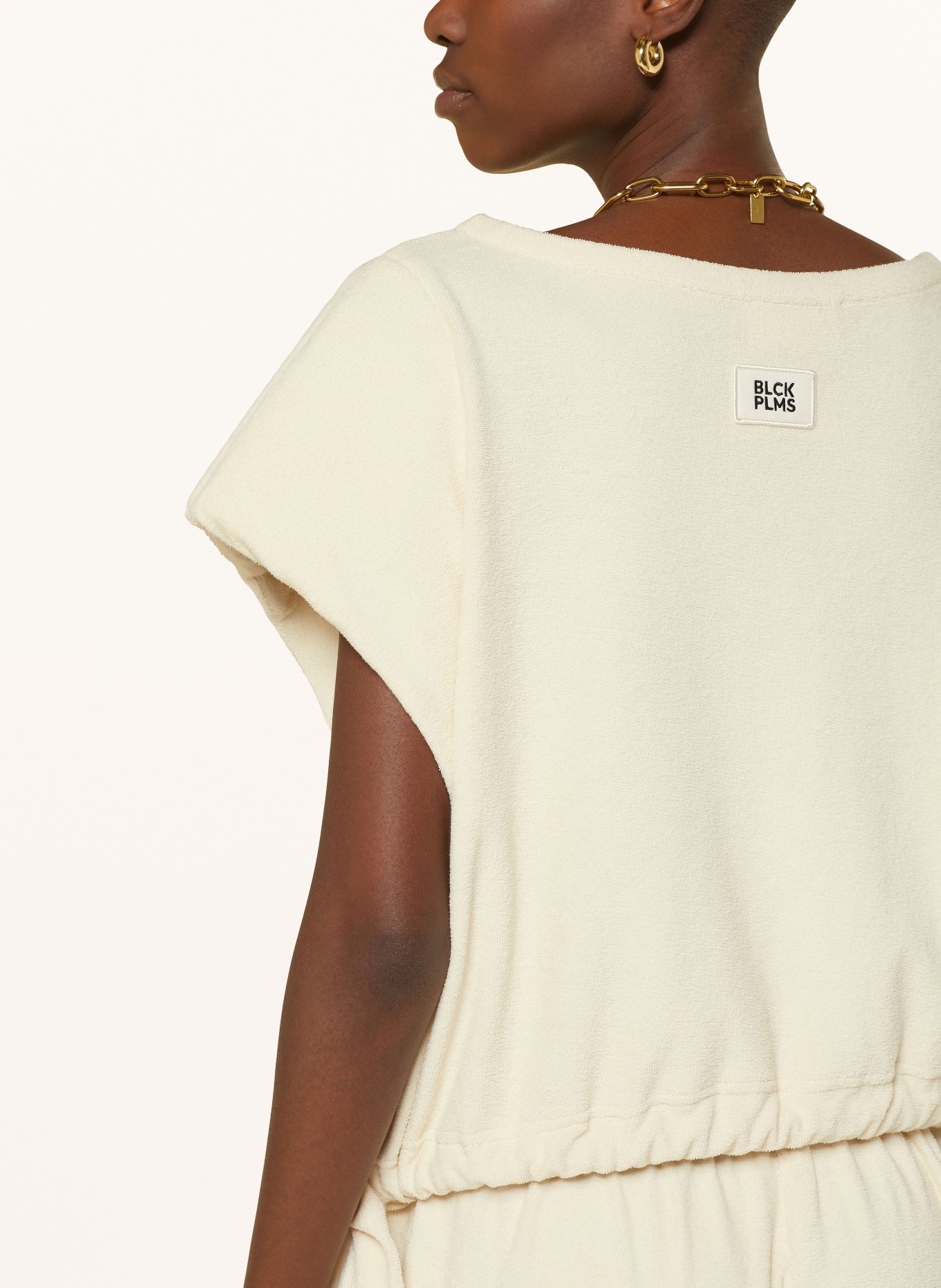black palms Cropped shirt made of terry cloth: CREAM