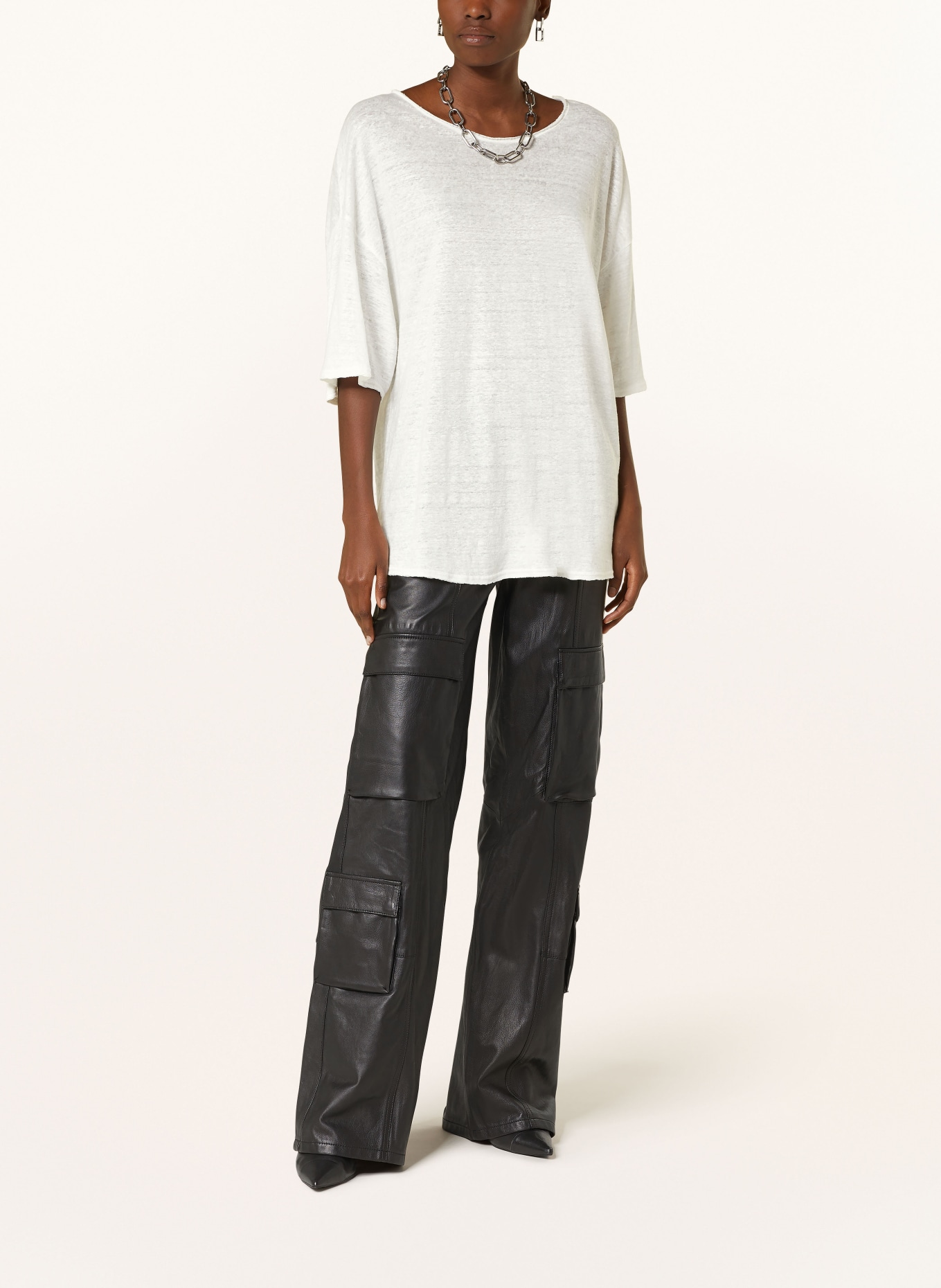 black palms Oversized shirt LANNY in linen, Color: WHITE (Image 2)