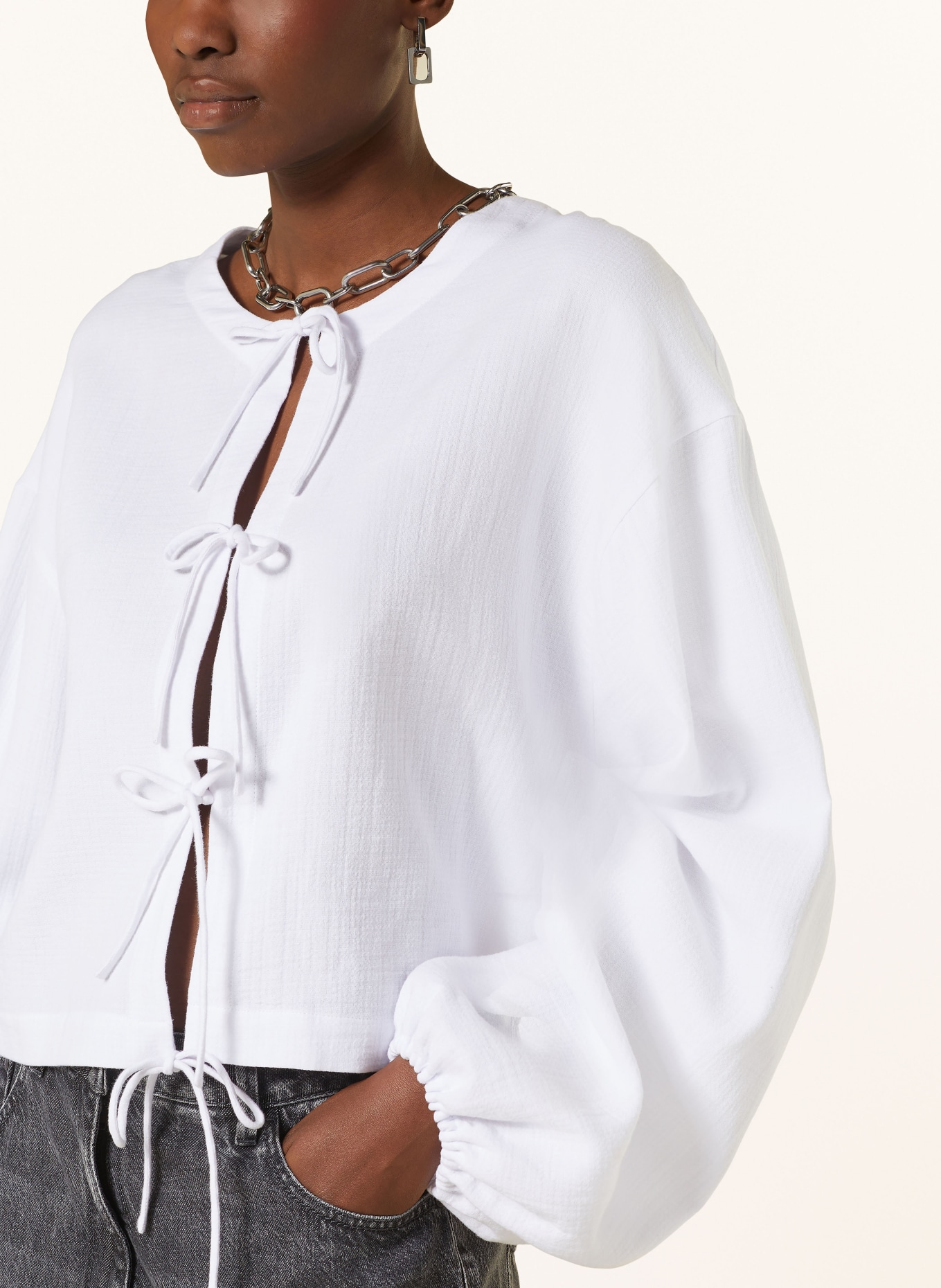 black palms Muslin blouse ZUSIE, Color: WHITE (Image 4)