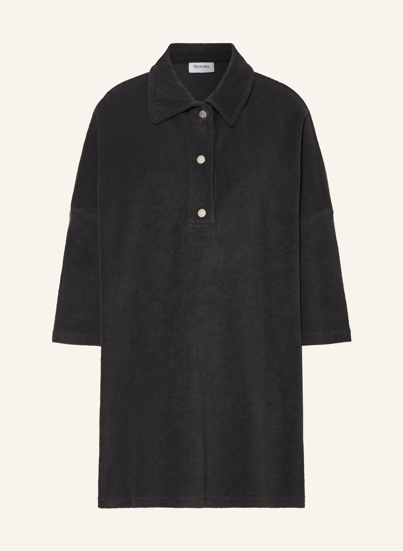 black palms Oversized polo shirt made of terry cloth, Color: BLACK (Image 1)