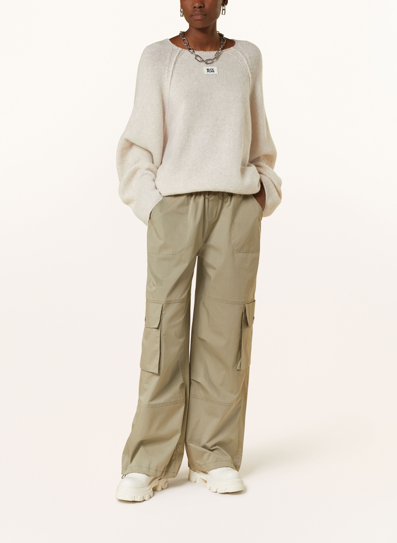 black palms Oversized sweater MAEXIN, Color: CREAM (Image 2)