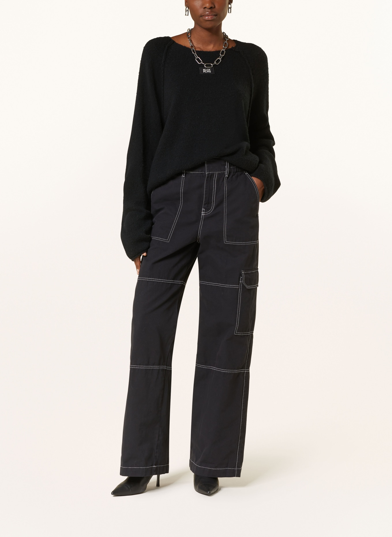 black palms Oversized sweater MAEXIN, Color: BLACK (Image 2)