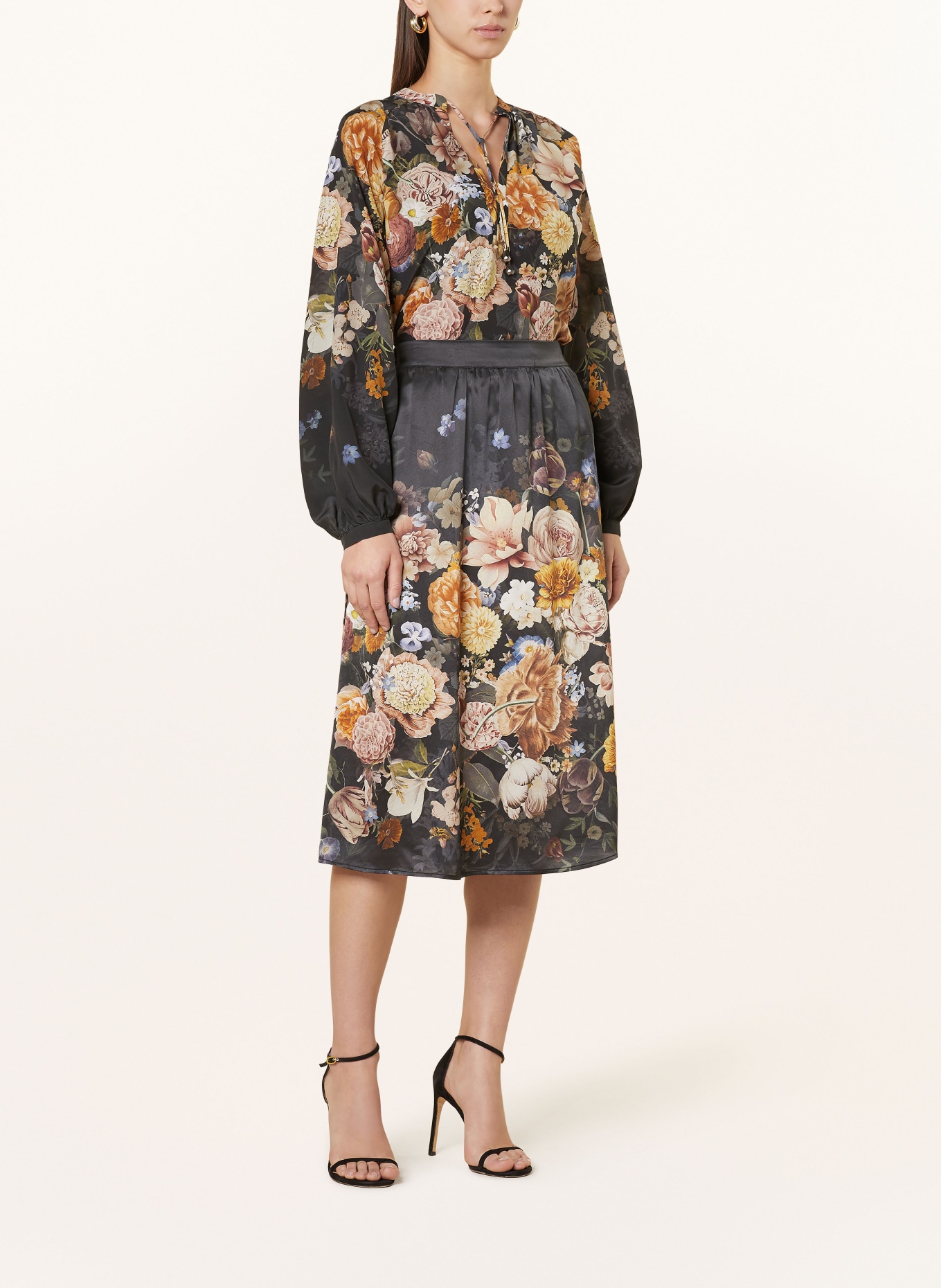 Princess GOES HOLLYWOOD Silk tunic: DARK GRAY / DARK YELLOW / DARK GREEN