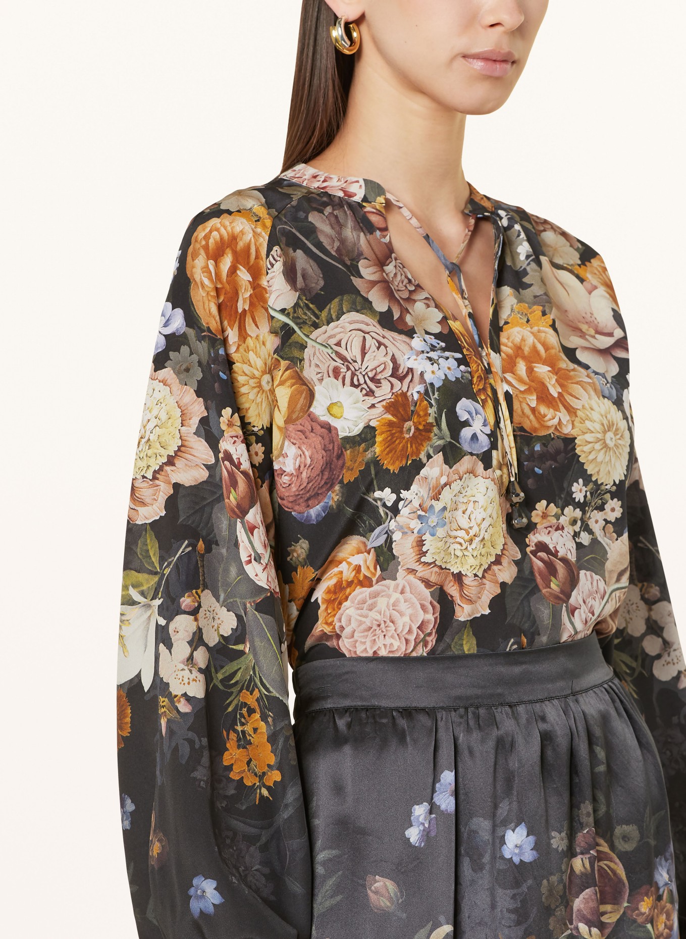 Princess GOES HOLLYWOOD Silk tunic: DARK GRAY / DARK YELLOW / DARK GREEN