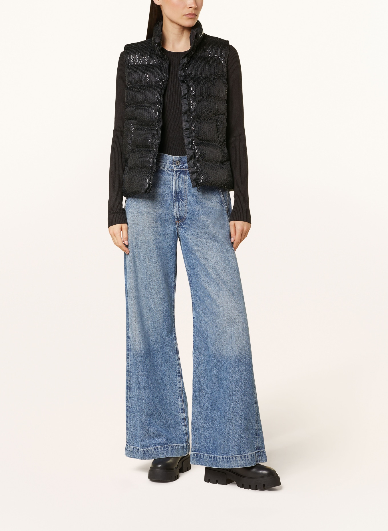 Princess GOES HOLLYWOOD Steppweste mit Pailletten: SCHWARZ