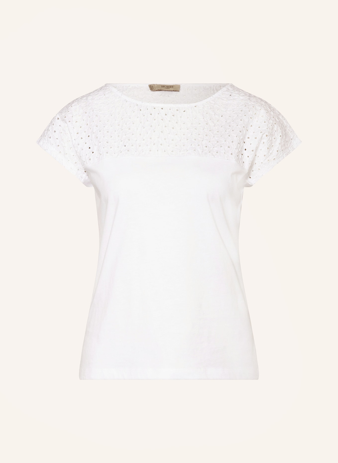 HOBBS T-shirt THEA with broderie anglaise, Color: WHITE (Image 1)