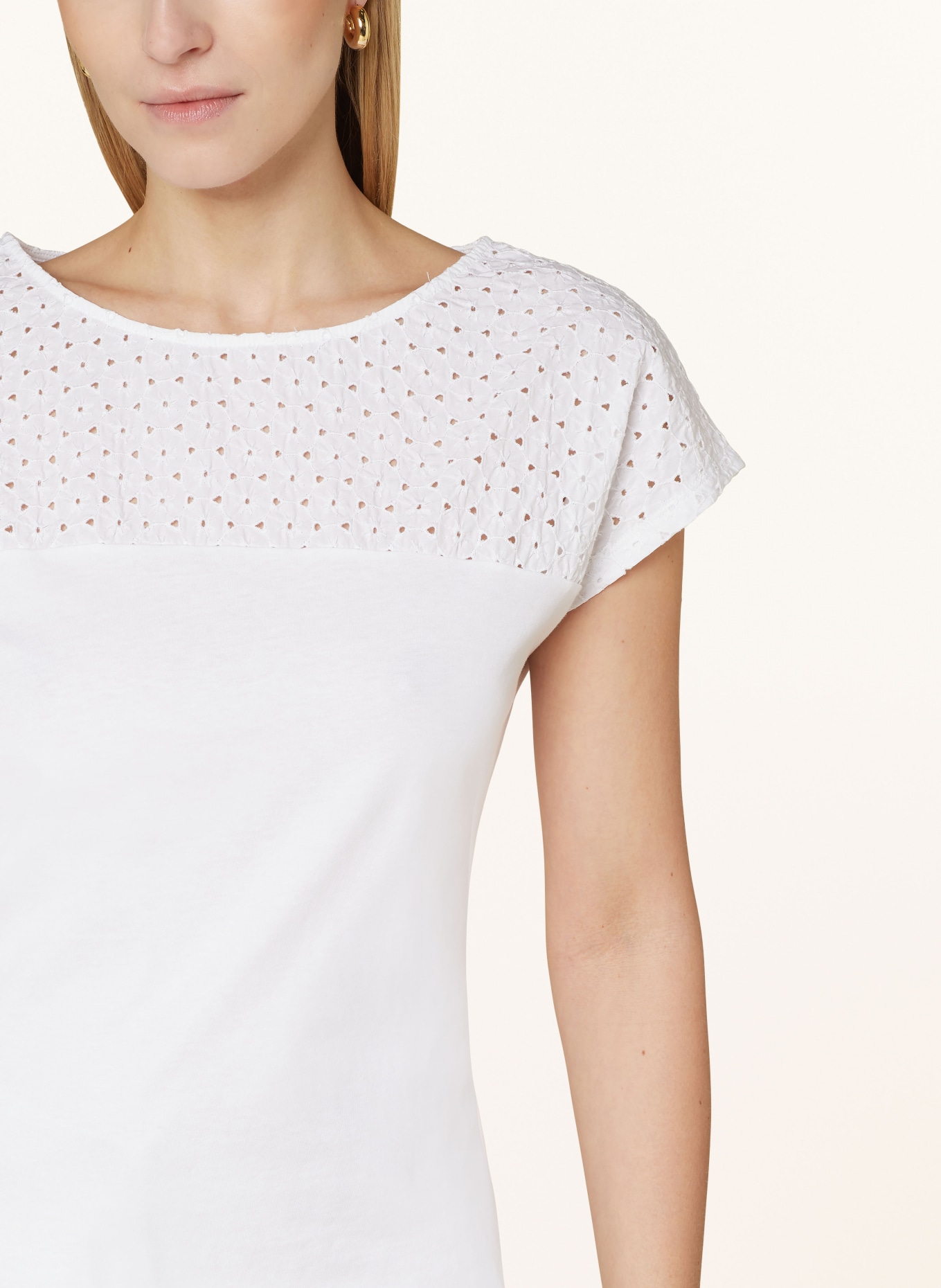 HOBBS T-shirt THEA with broderie anglaise, Color: WHITE (Image 4)