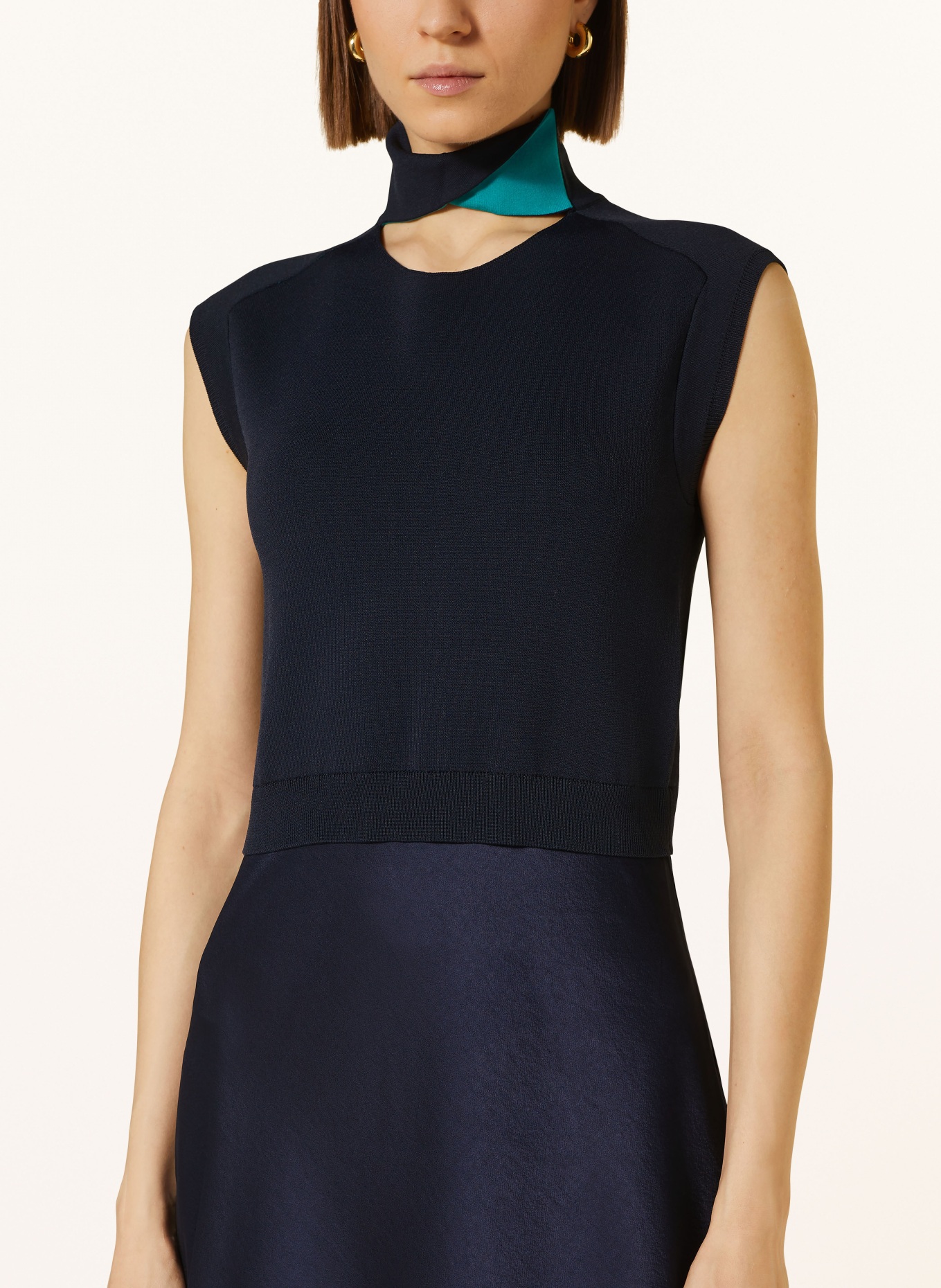 TED BAKER Dress PAOLLA in mixed materials with cut-out, Color: DARK BLUE (Image 4)